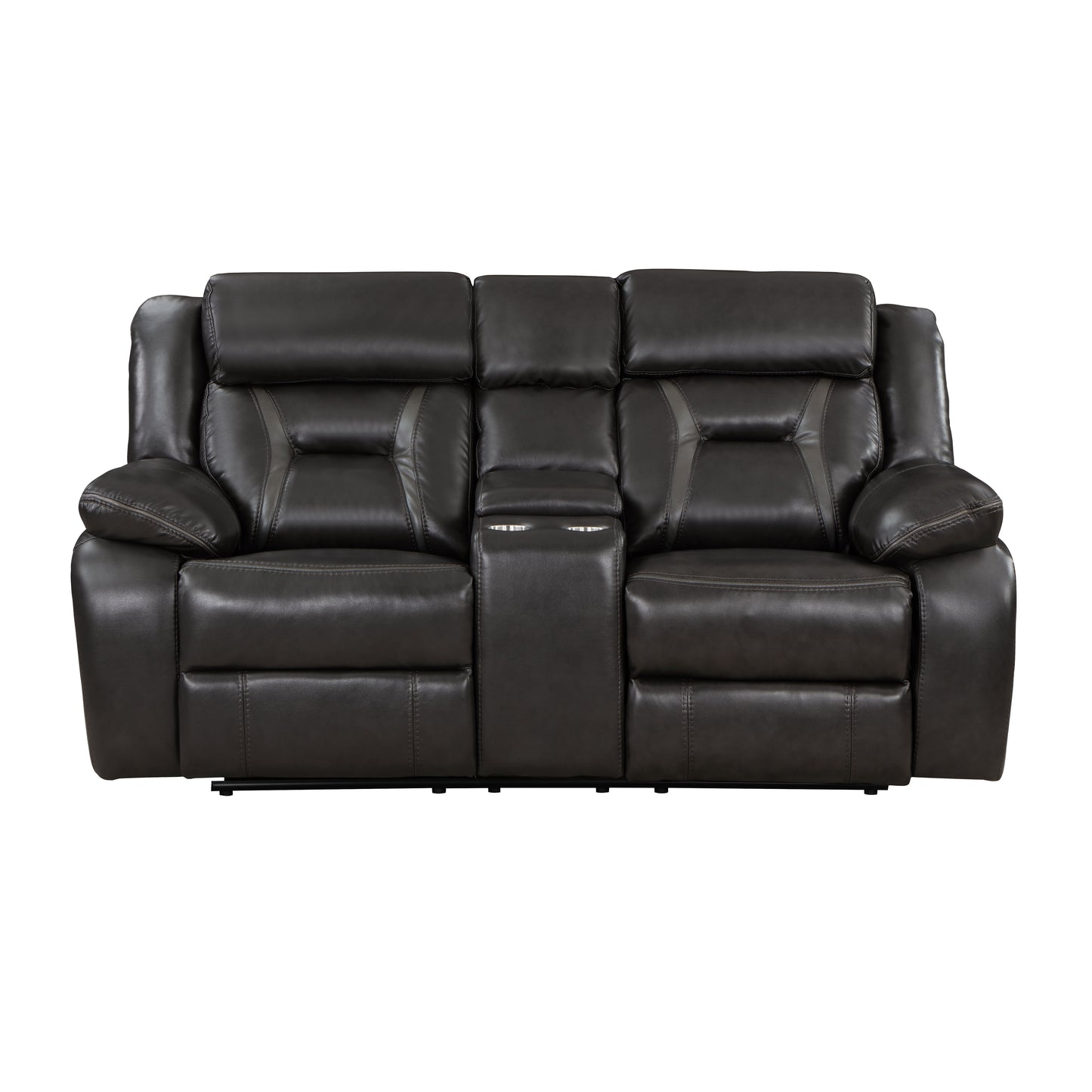 Homelegance Amite Loveseat Reclining in Gray with Center Console 8229NDG-2