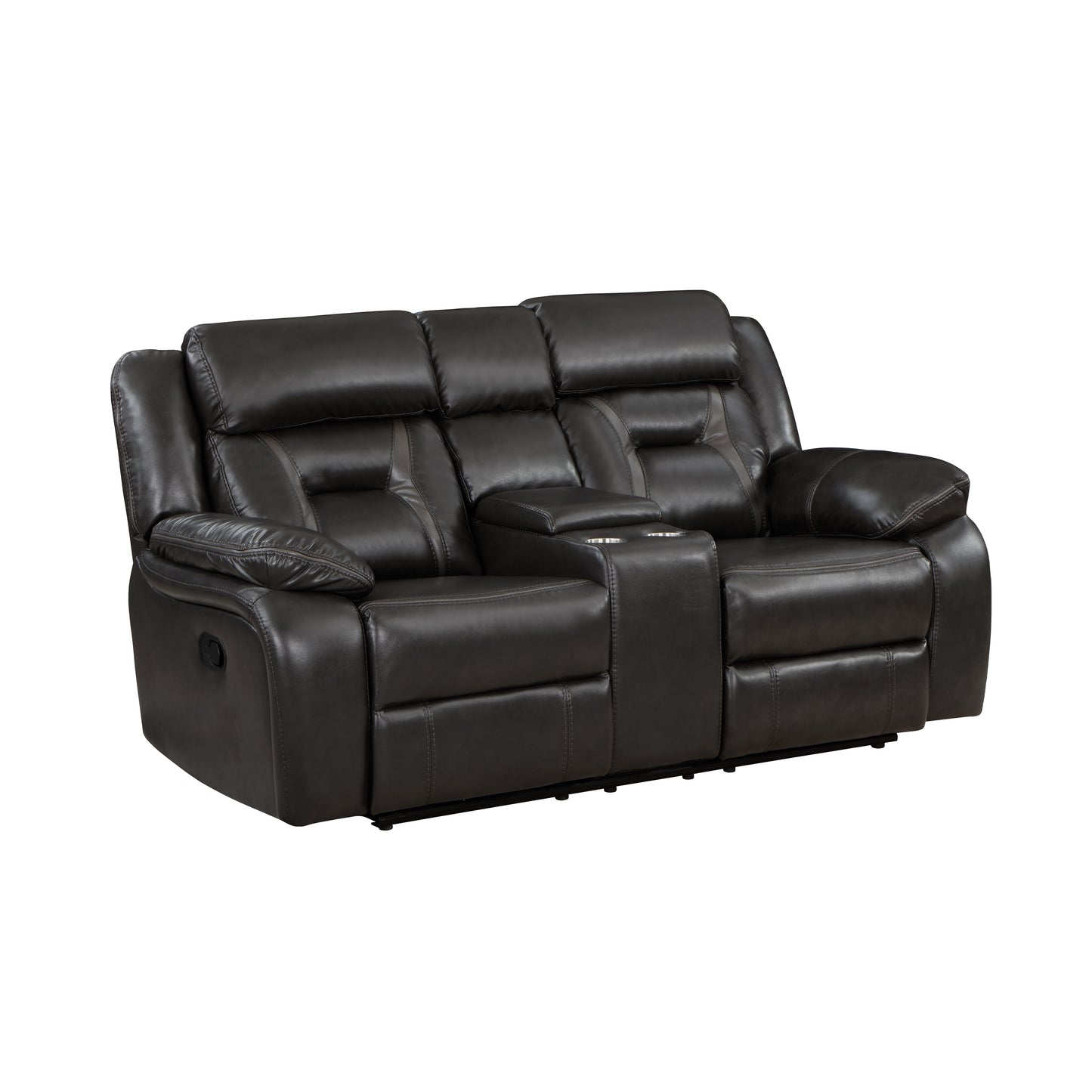 Homelegance Amite Loveseat Reclining in Gray with Center Console 8229NDG-2
