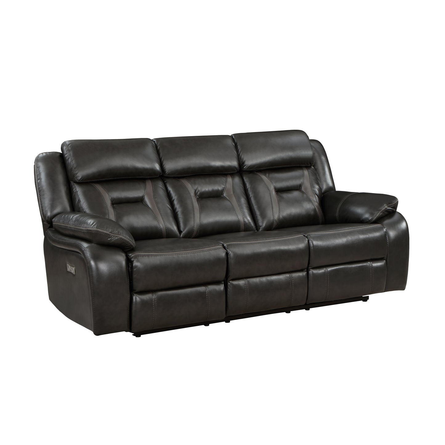 Homelegance Amite Sectional Sofa Dark Gray with USB Charging 8229NDG-3PW