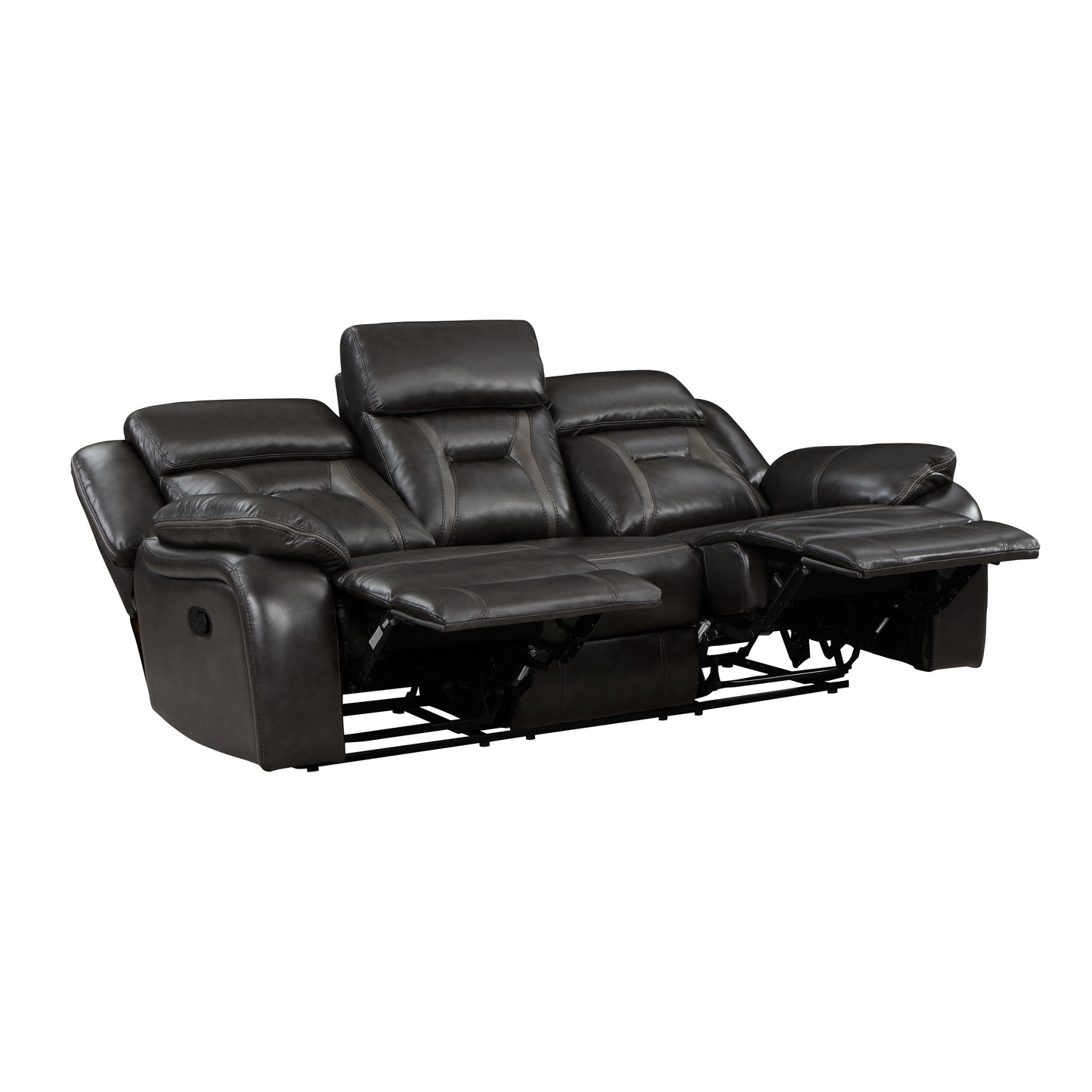 Homelegance Amite Sectional Sofa Dark Gray Faux Leather 8229NDG-3