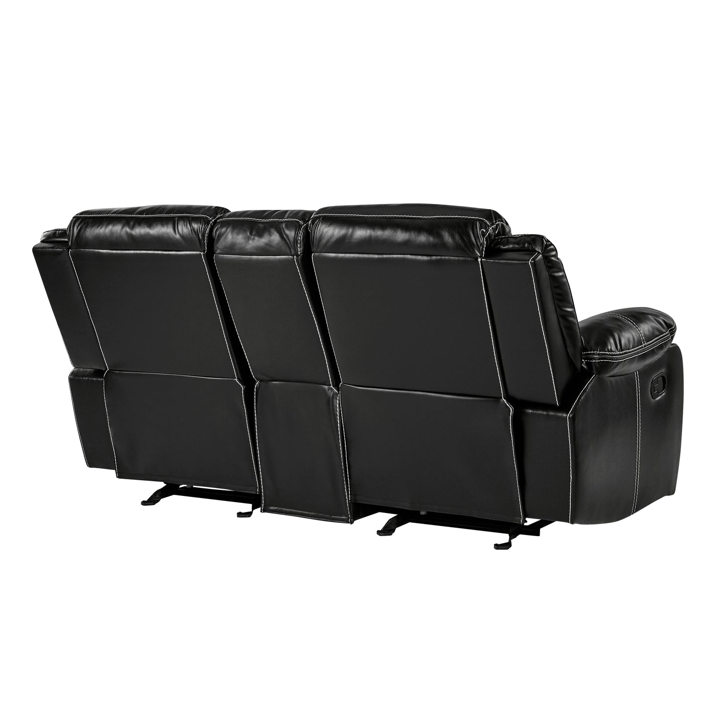 Homelegance Bastrop Loveseat Glider Reclining in Premium Black Faux Leather 8230BLK-2