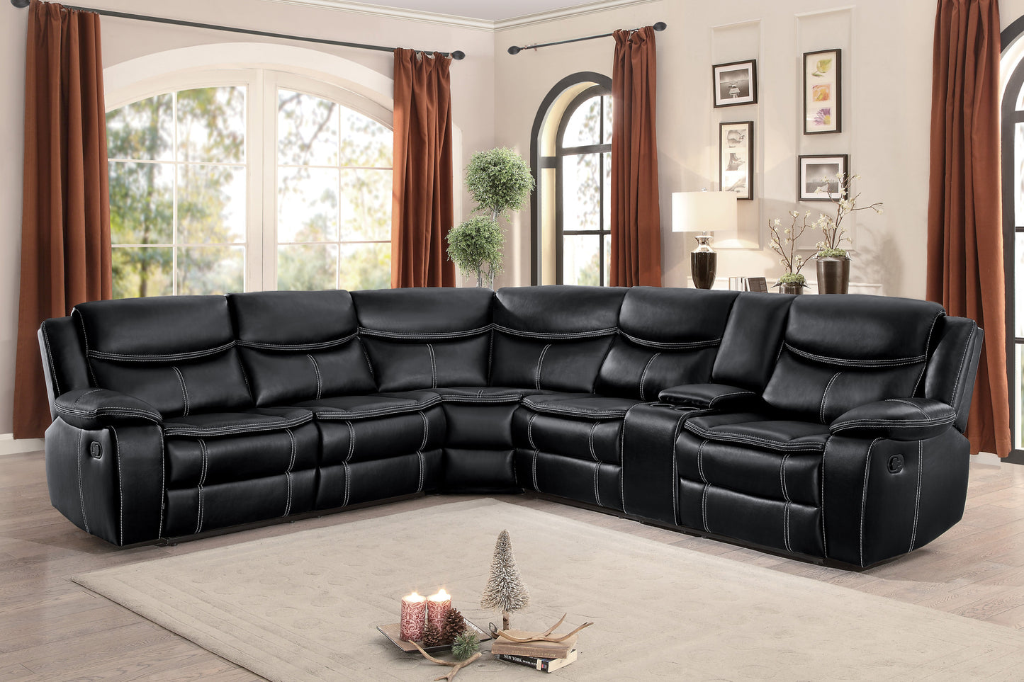 Homelegance Bastrop Sectional Sofa in Black 8230BLK-SC