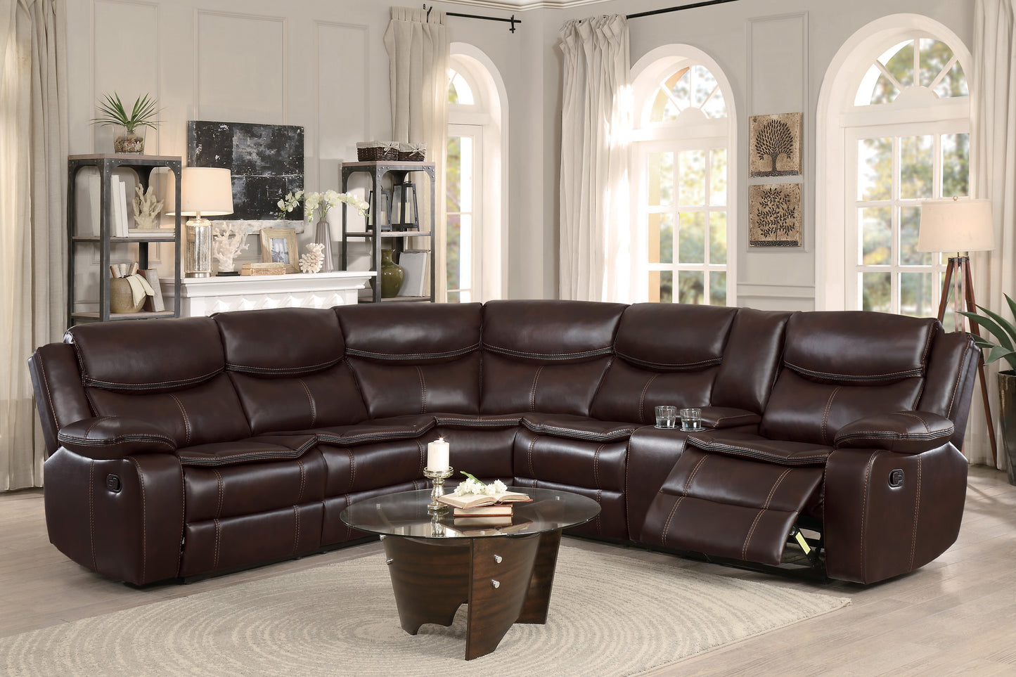 Homelegance Bastrop Sectional Sofa in Brown 8230BRW-SC