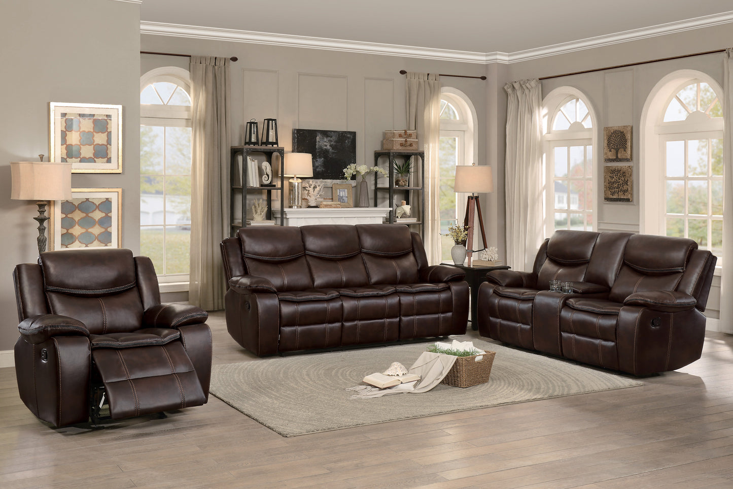 Homelegance Bastrop Glider Recliner in Premium Brown Faux Leather 8230BRW-1