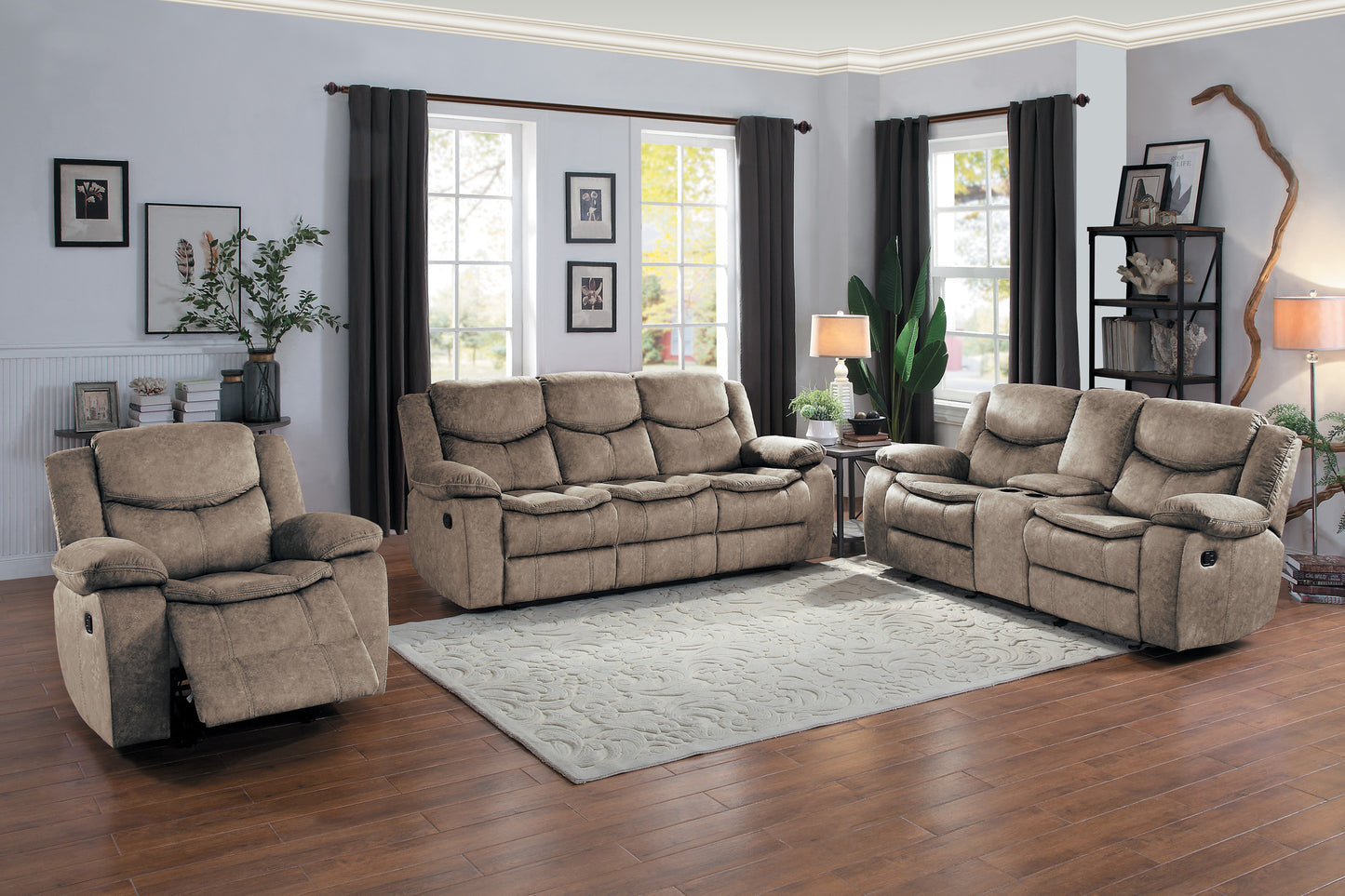 Homelegance Bastrop Glider Recliner Chair in Brown Polished Microfiber 8230FBR-1