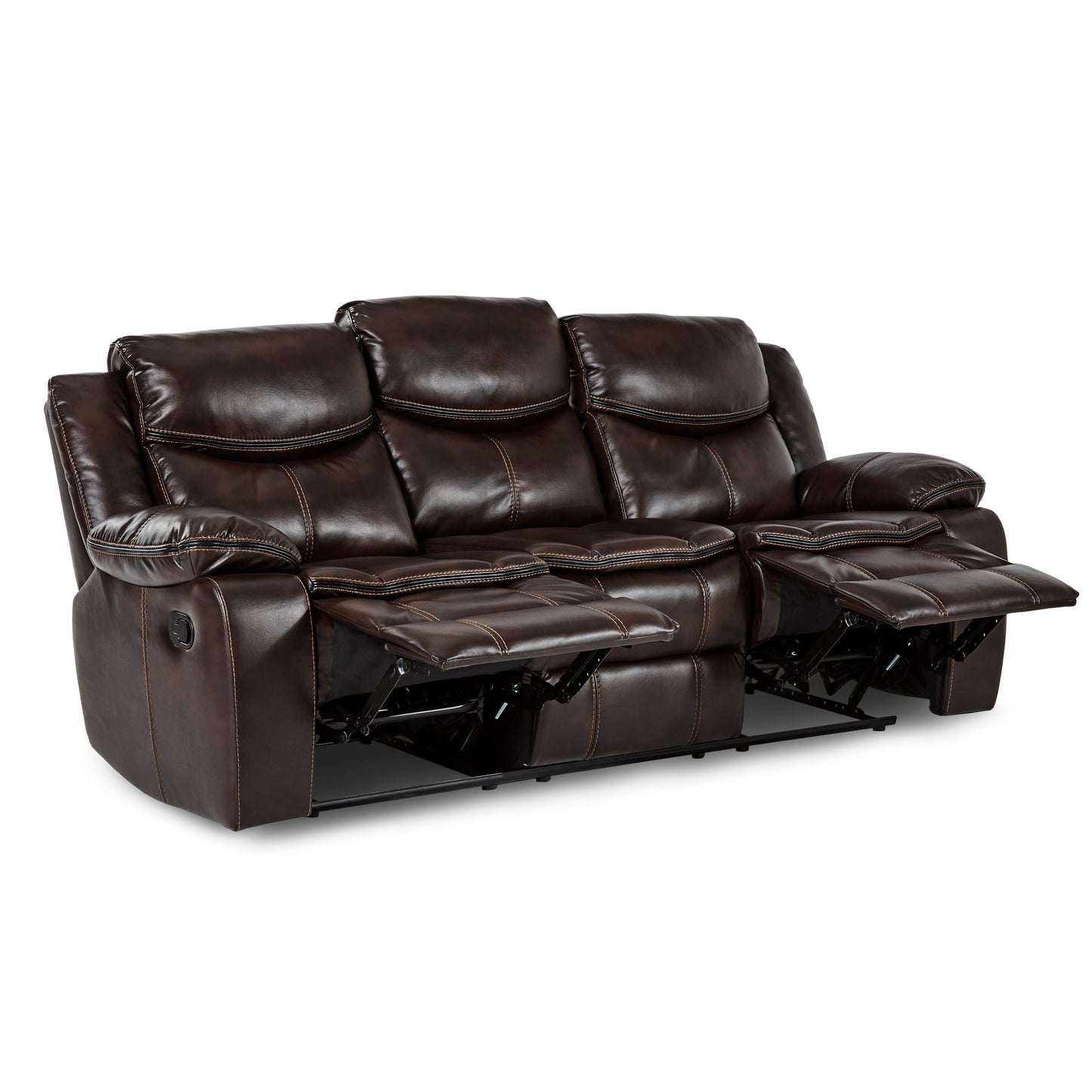 Homelegance Bastrop Sectional Sofa in Rich Brown Faux Leather 8230BRW-3