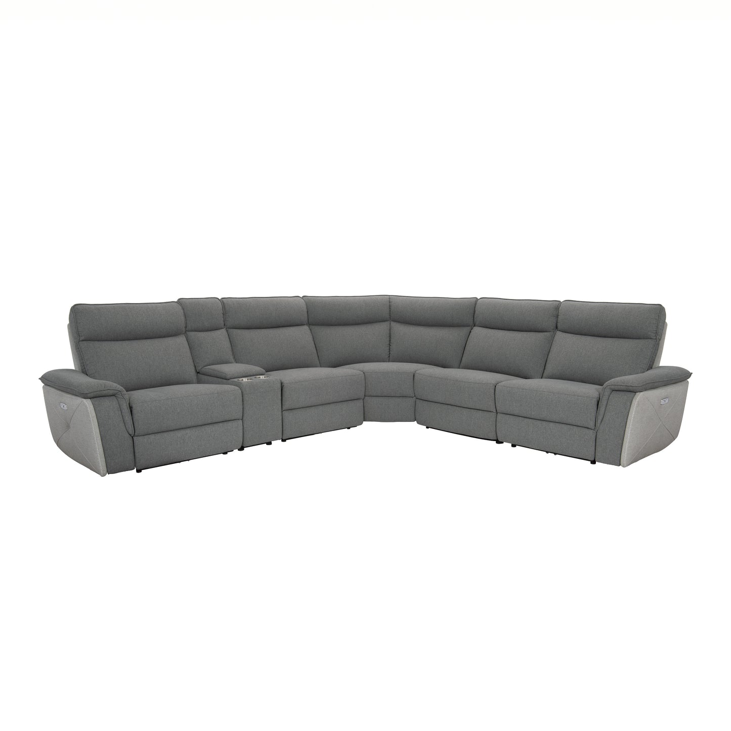 Homelegance Maroni Sectional Sofa in Dark Gray with White Accents 8259DG-6SCPWH