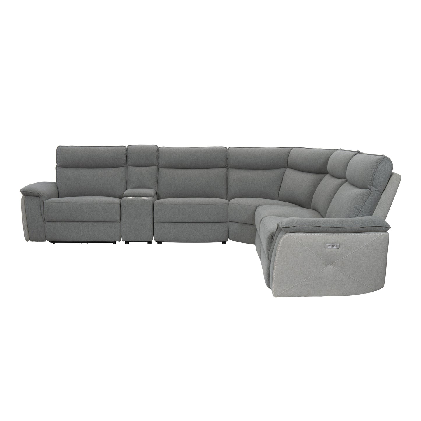 Homelegance Maroni Sectional Sofa in Dark Gray with White Accents 8259DG-6SCPWH
