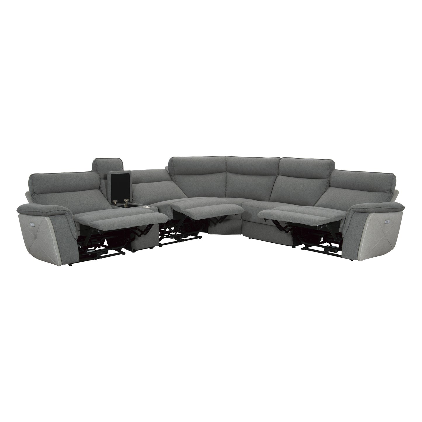 Homelegance Maroni Sectional Sofa in Dark Gray with White Accents 8259DG-6SCPWH