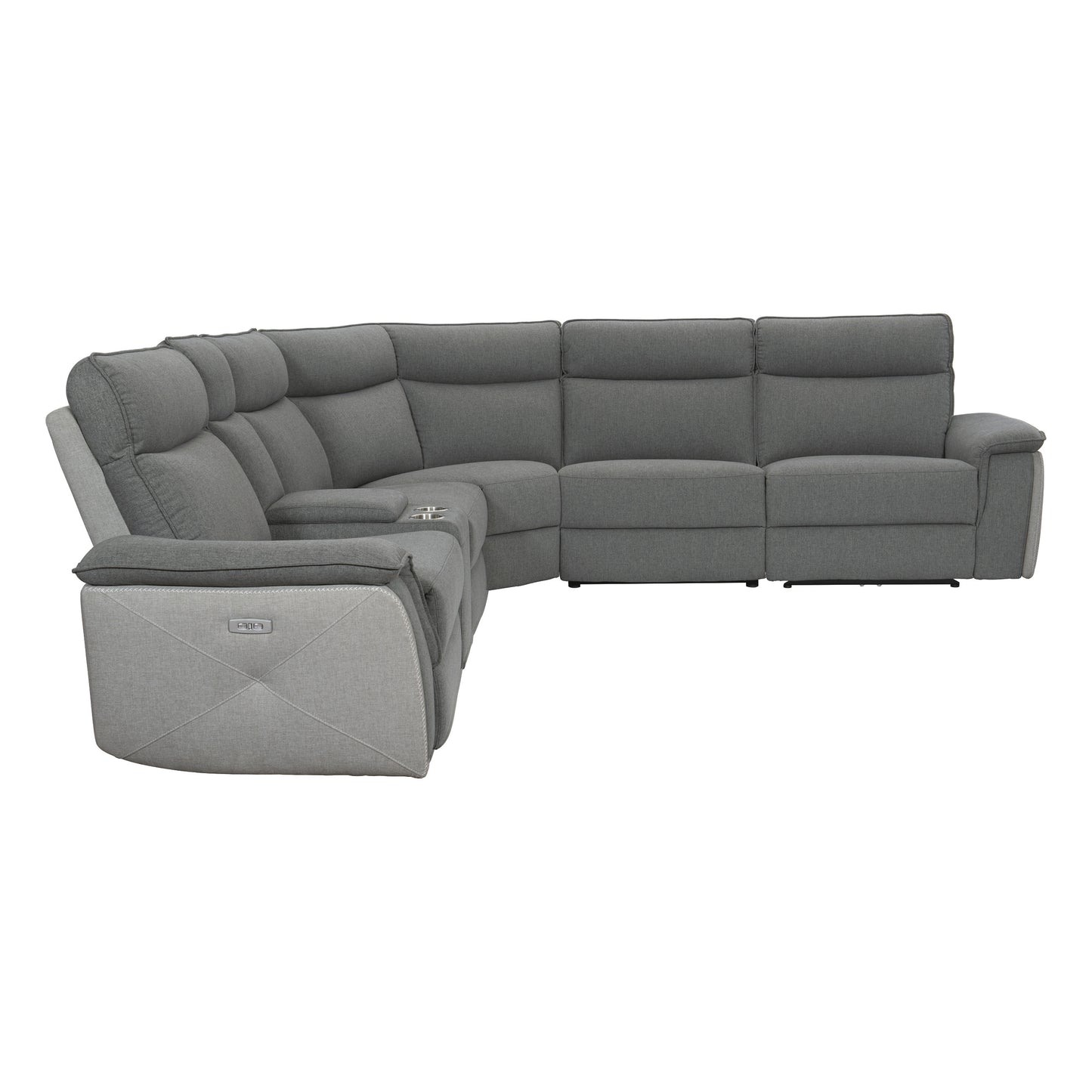 Homelegance Maroni Sectional Sofa in Dark Gray with White Accents 8259DG-6SCPWH