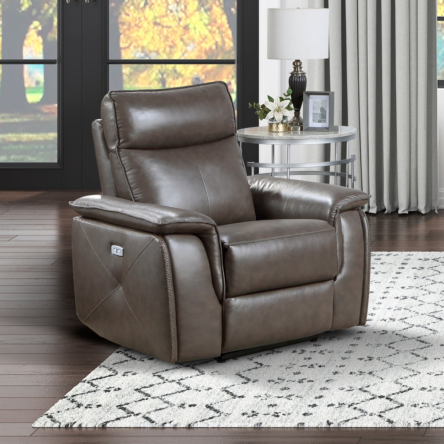 Homelegance Maroni Reclining Chair Power Recliner Dark Brown 8259RFDB-1PWH