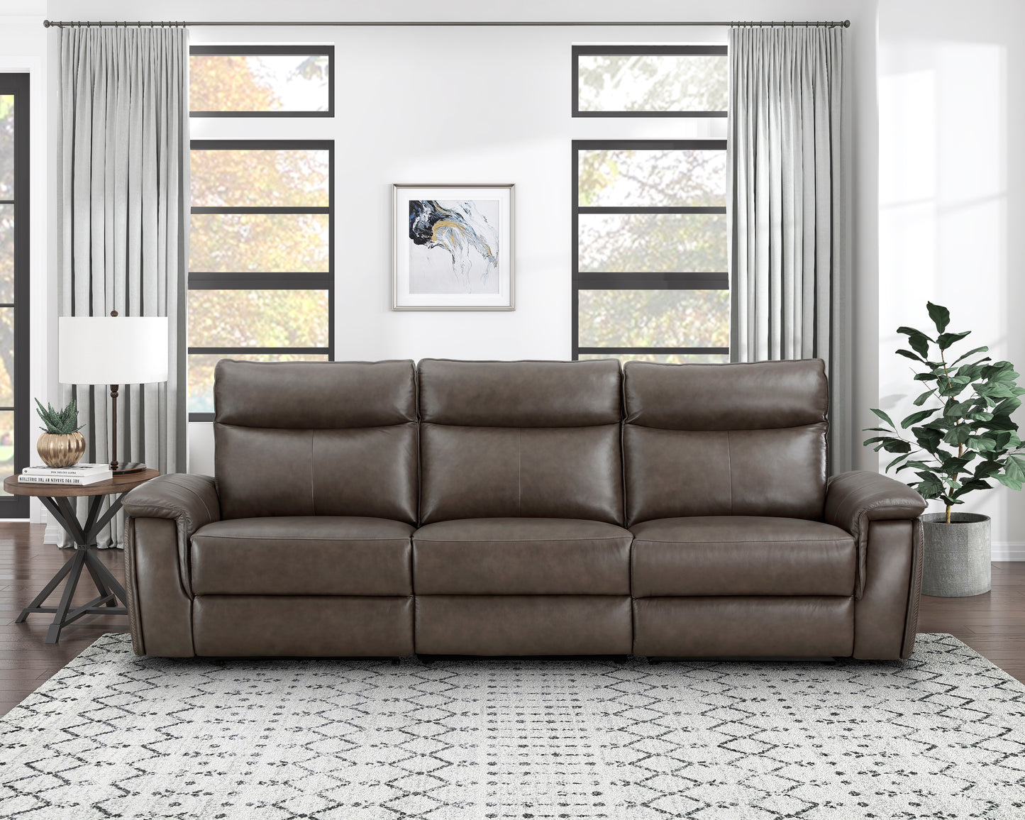 Homelegance Maroni Power Reclining Sofa in Dark Brown 8259RFDB-3PWH