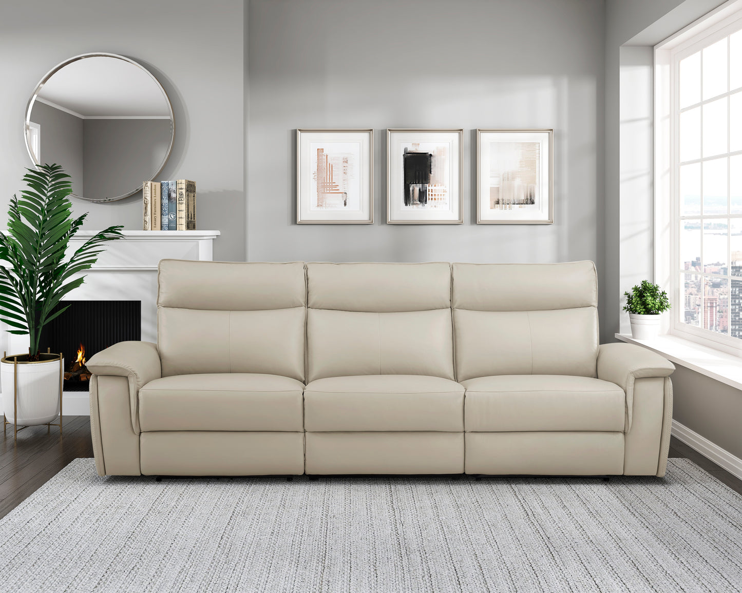 Homelegance Maroni Sectional Sofa in Taupe Top-Grain Leather 8259RFTP-3PWH