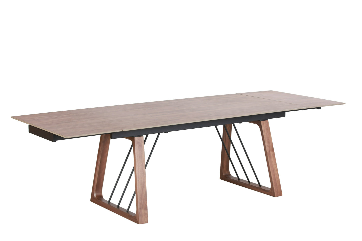 Modrest Emmond Mid-Century Modern Ceramic Walnut Extendable Dining Table