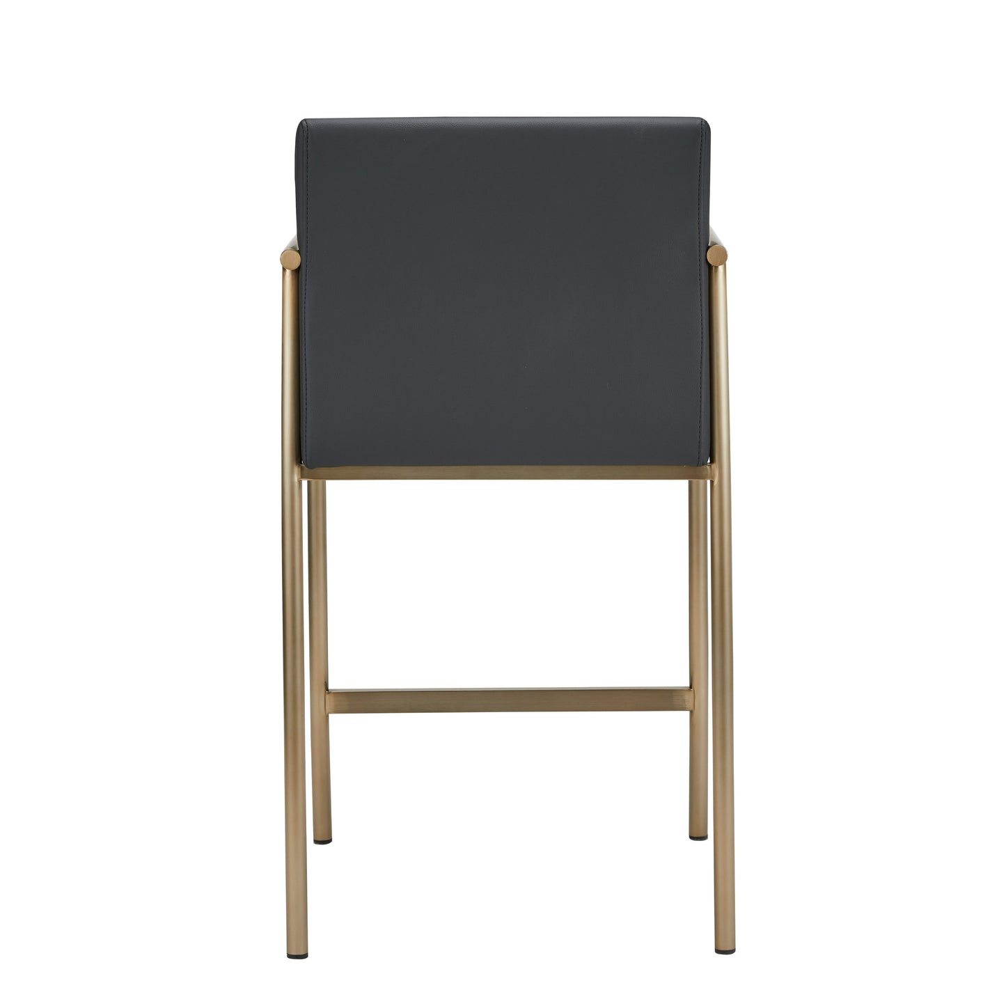 Modrest Custer Modern Black Vegan Leather Brass Counter Chair