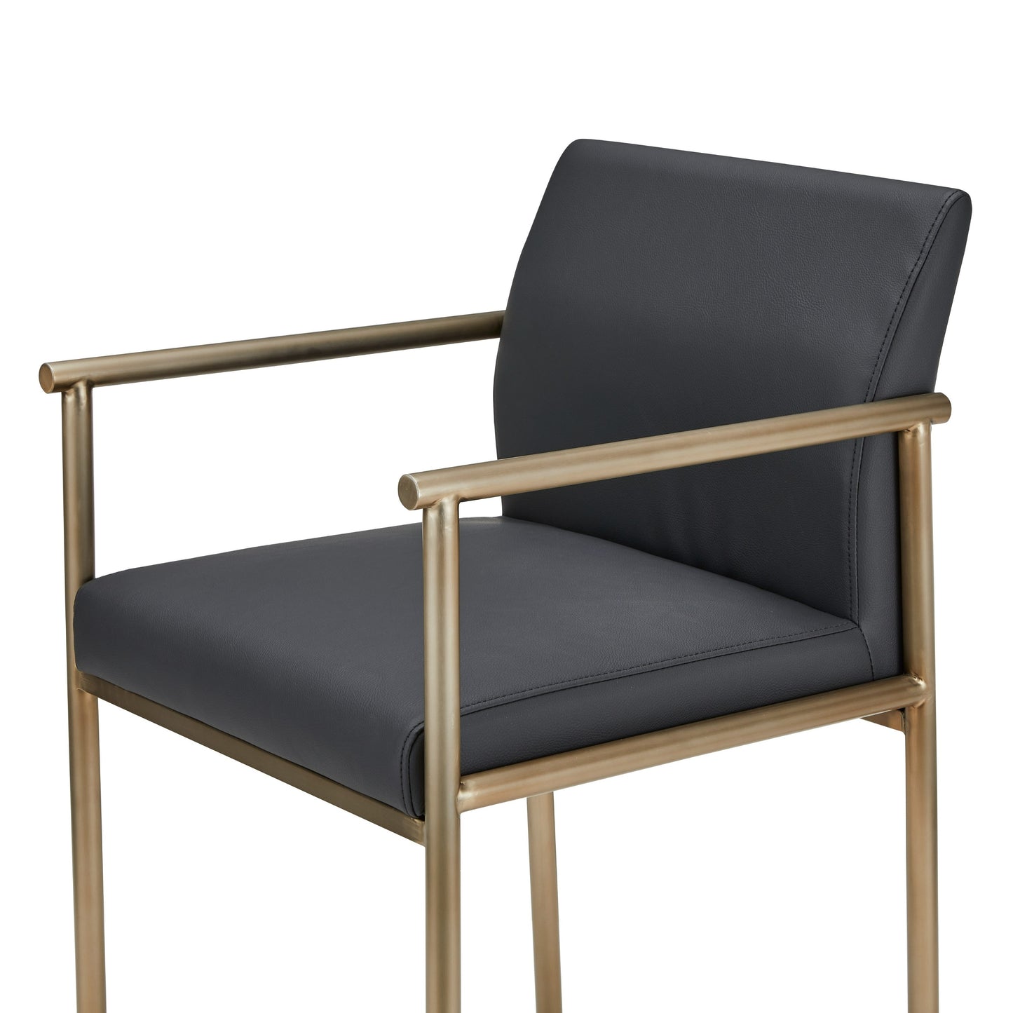 Modrest Custer Modern Black Vegan Leather Brass Counter Chair
