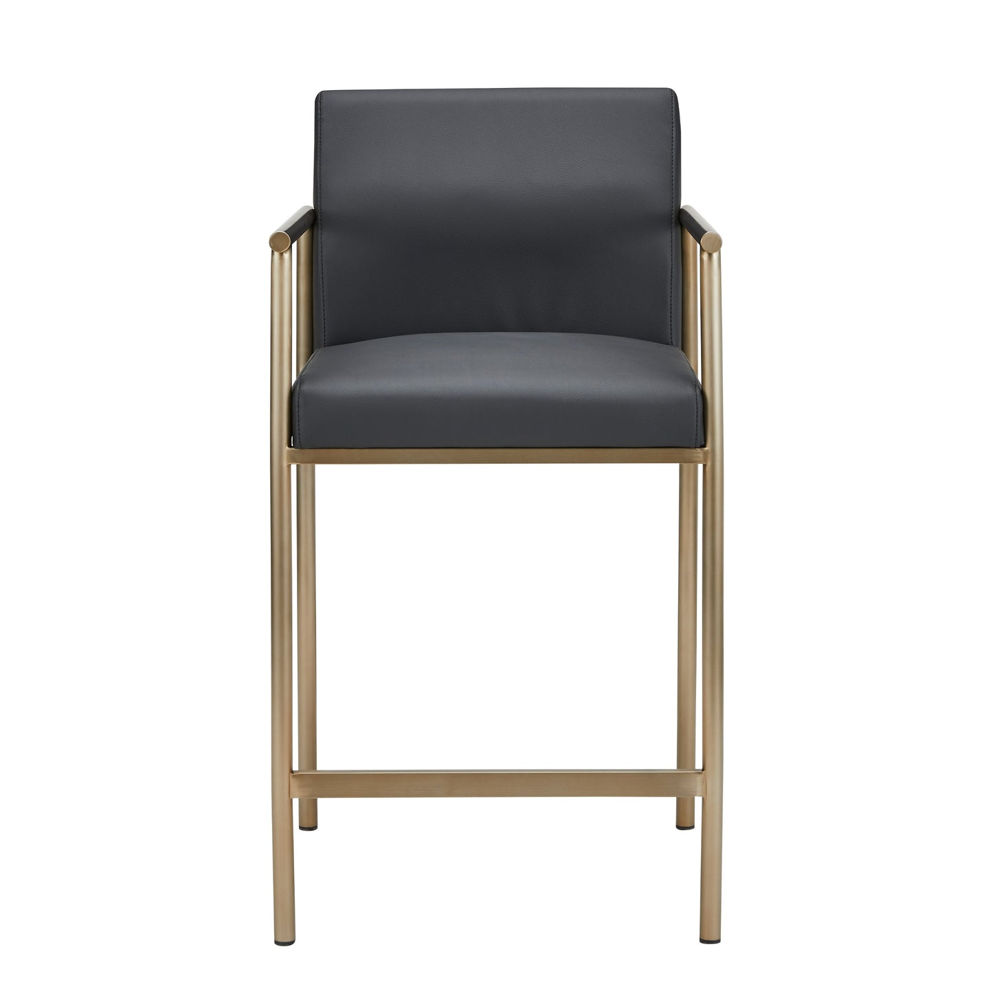 Modrest Custer Modern Black Vegan Leather Brass Counter Chair