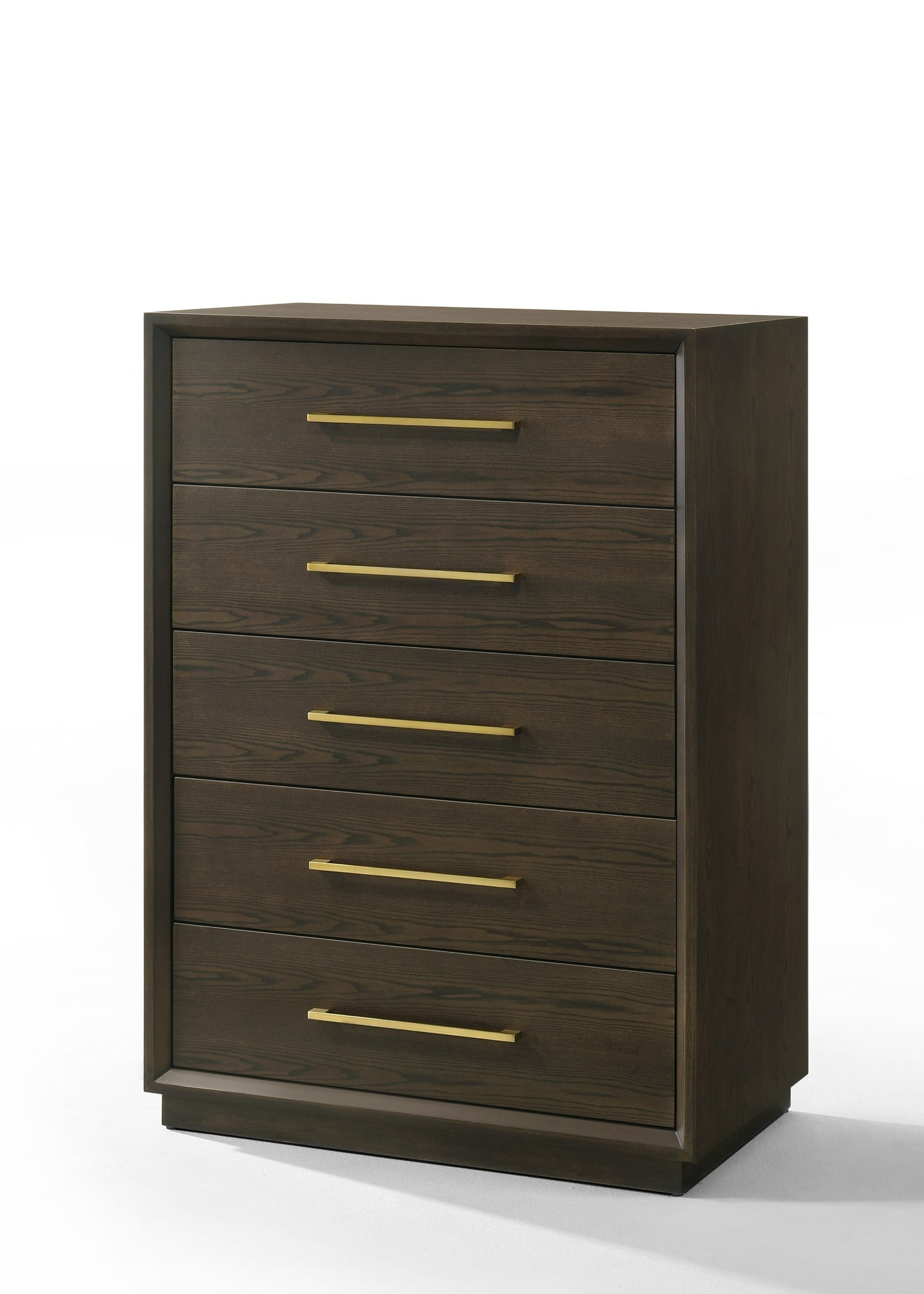 Modrest Manhattan Contemporary Brown Oak and Gold Chest