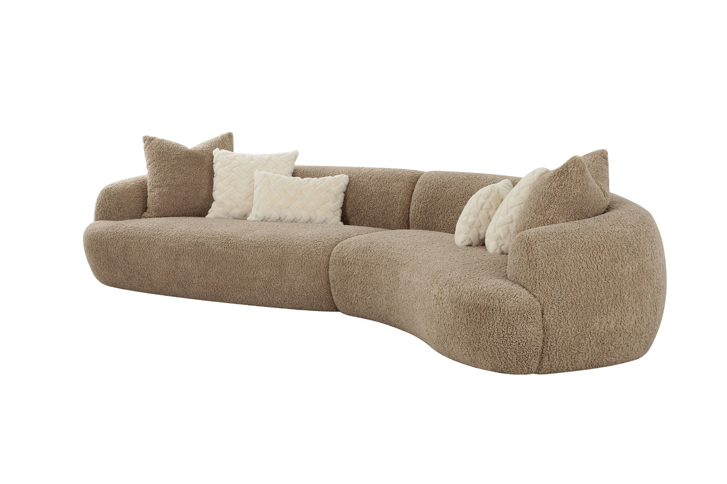 Divani Casa Trevor Modern Tan Fabric Curved Sectional