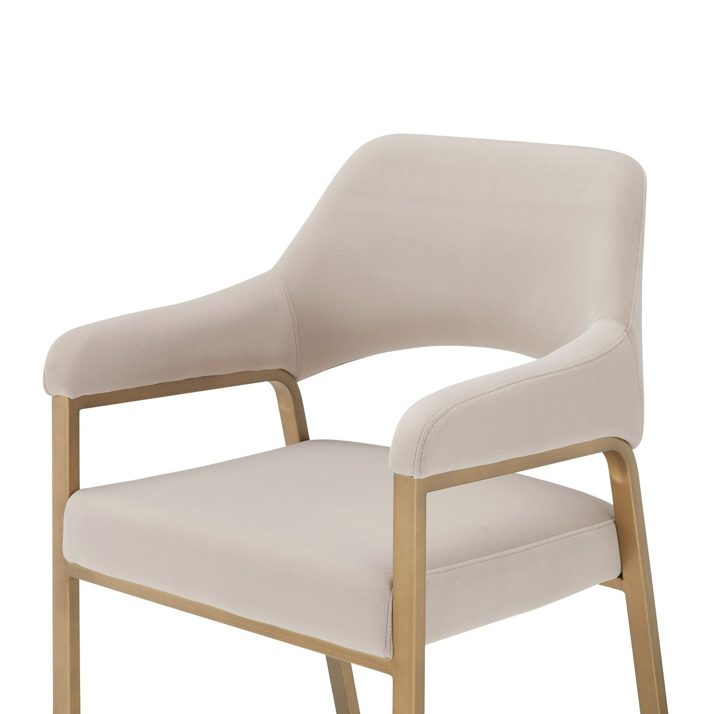 Modrest George Modern Beige Fabric Antique Brass Dining Chair