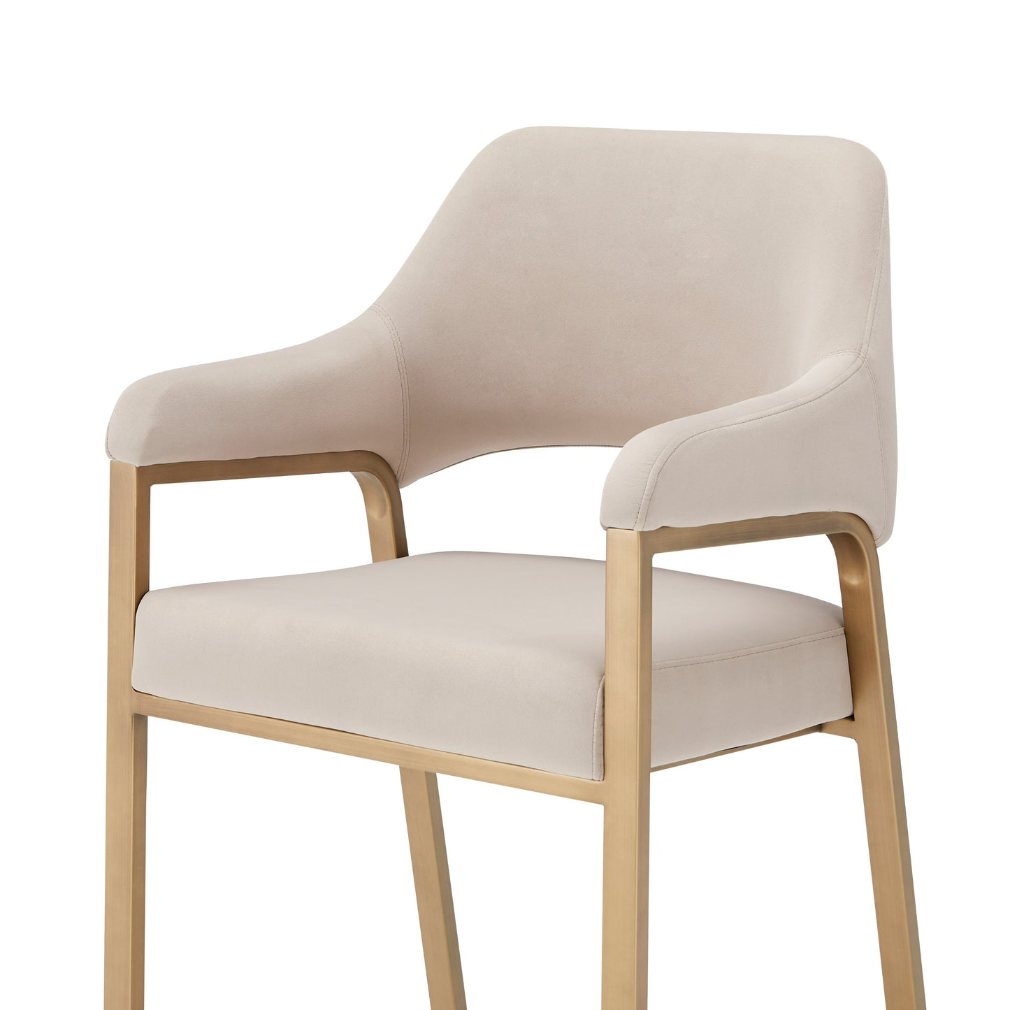 Modrest George Modern Beige Fabric Antique Brass Counter Chair