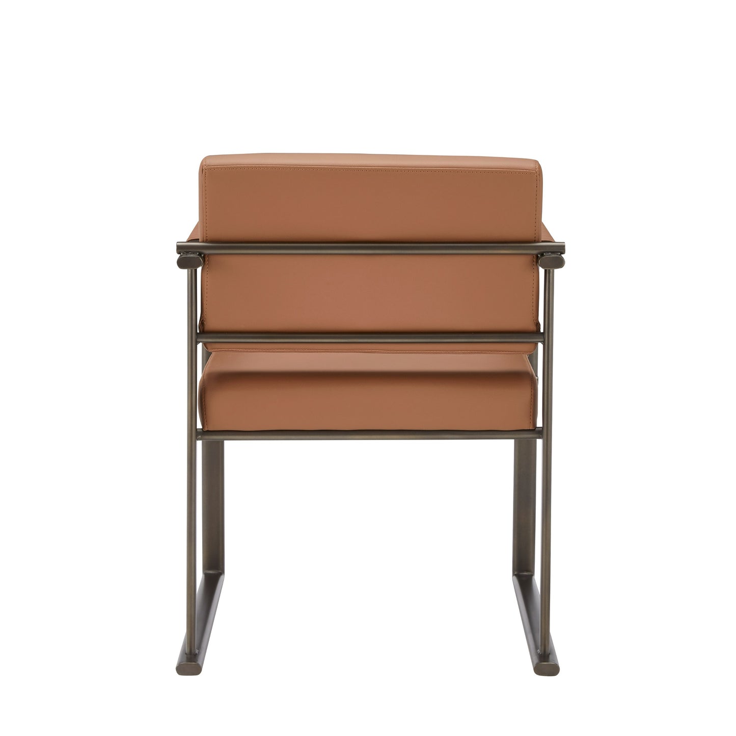 Modrest Atlan Modern Camel Vegan Leather Dark Gold Dining Chair