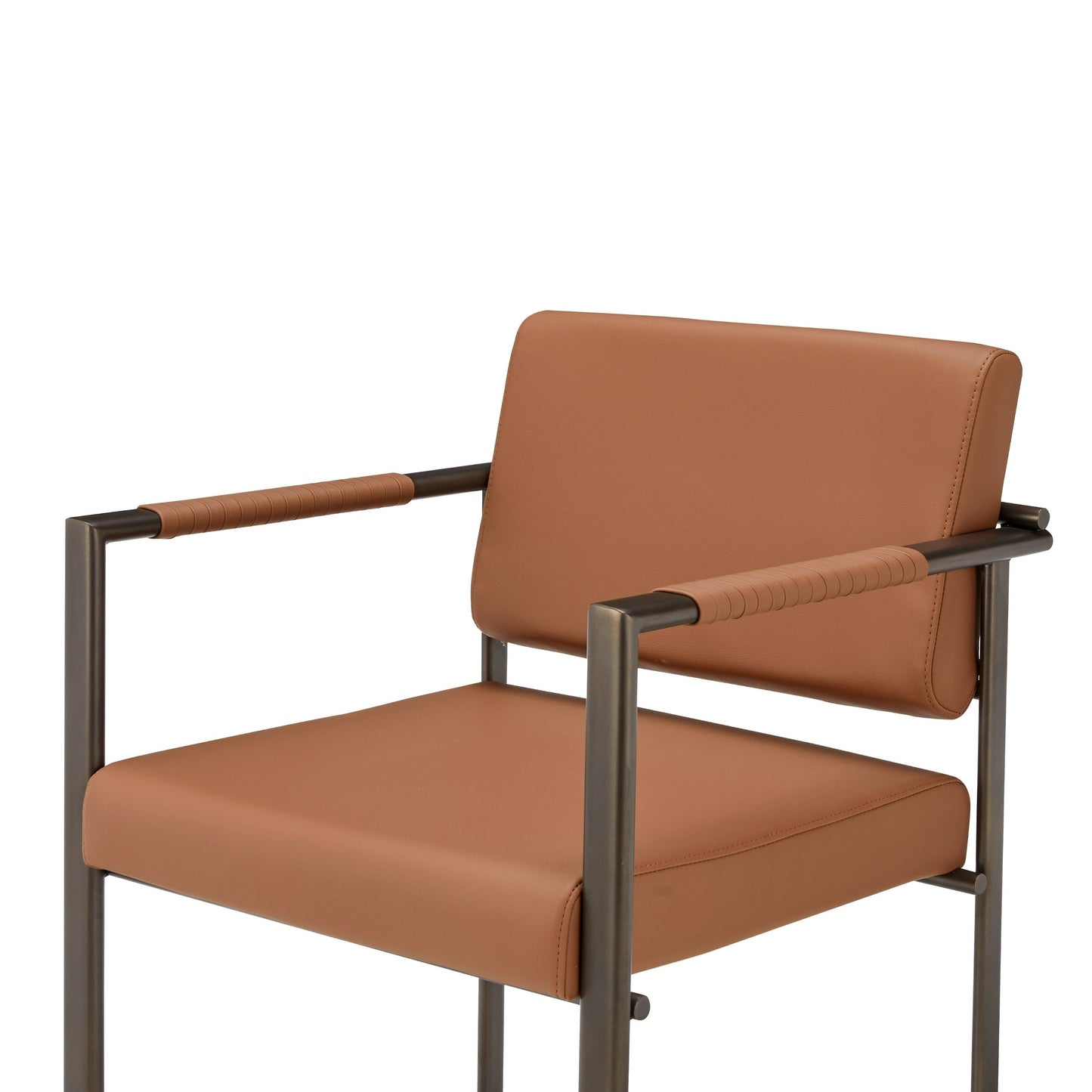 Modrest Atlan Modern Camel Vegan Leather Dark Gold Dining Chair