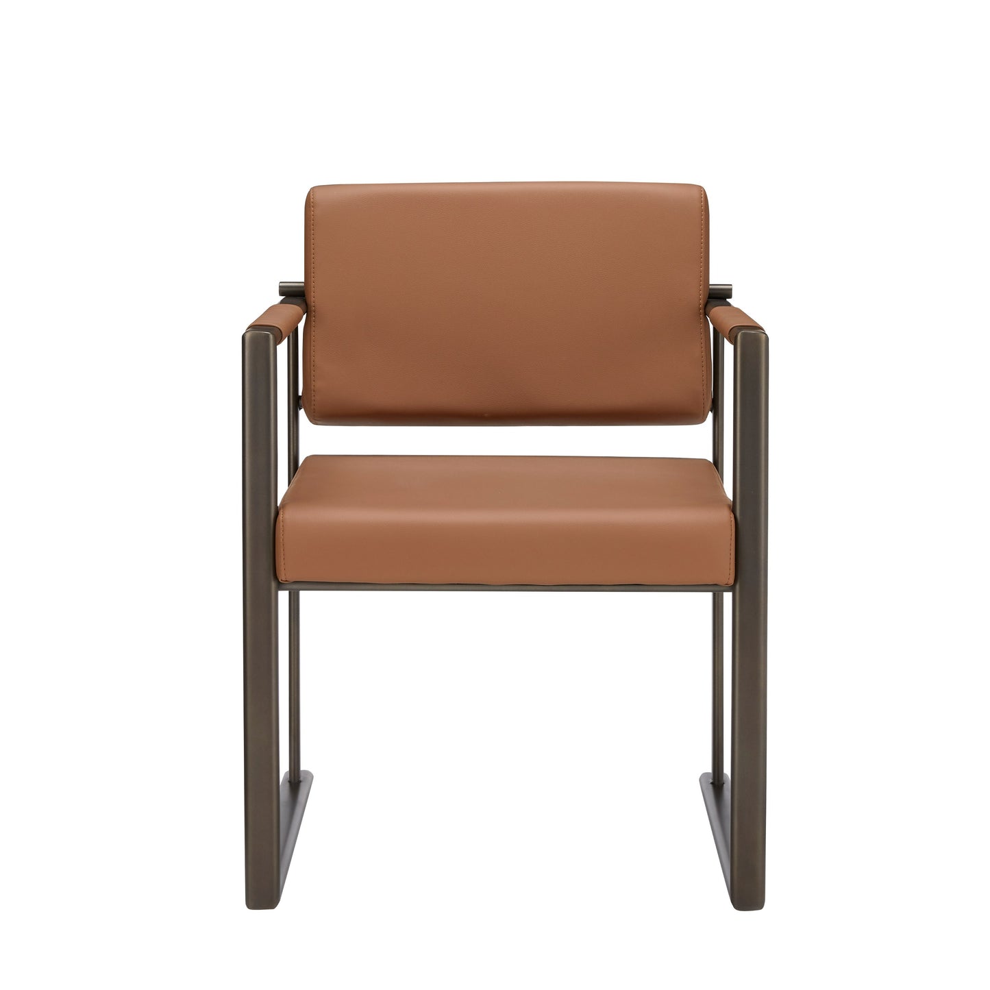 Modrest Atlan Modern Camel Vegan Leather Dark Gold Dining Chair