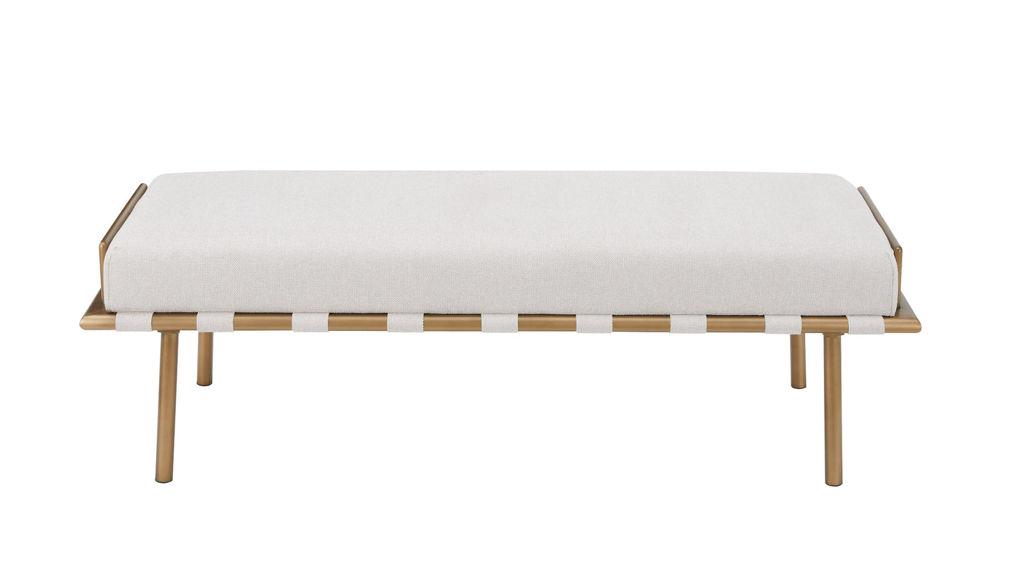 Modrest Hathaway Modern Beige Fabric Antique Brass Dining Bench