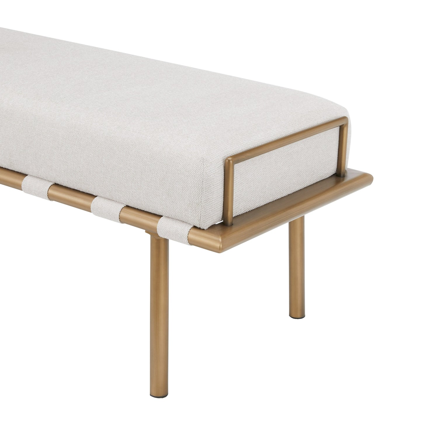 Modrest Hathaway Modern Beige Fabric Antique Brass Dining Bench