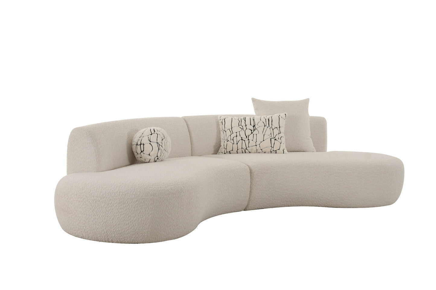 Divani Casa Weldon Modern Off-White Fabric Curved Sectional