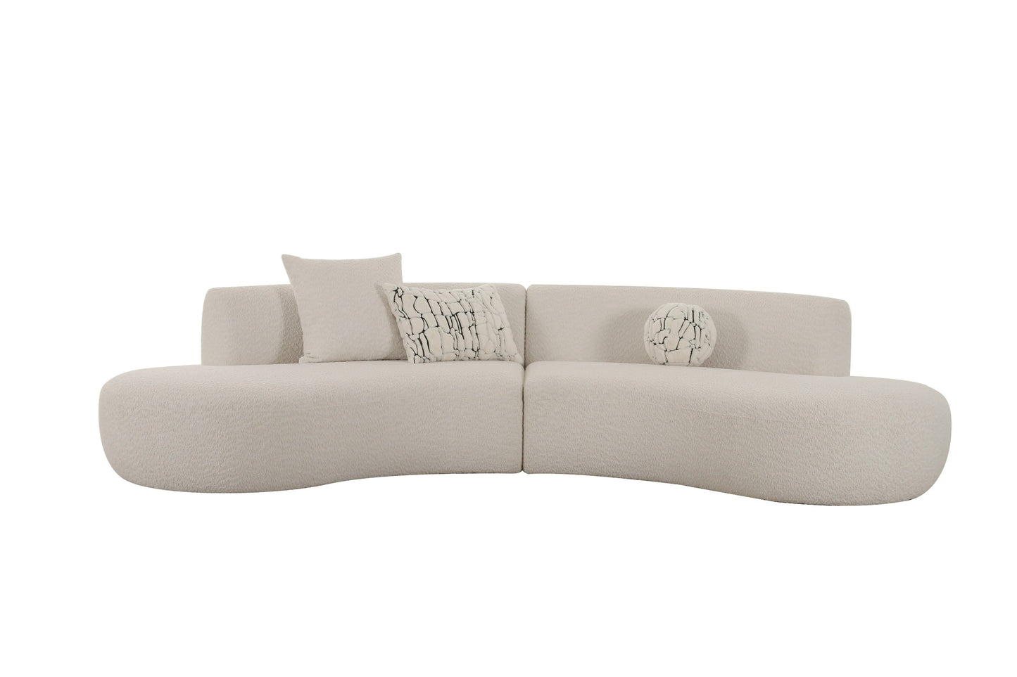 Divani Casa Weldon Modern Off-White Fabric Curved Sectional