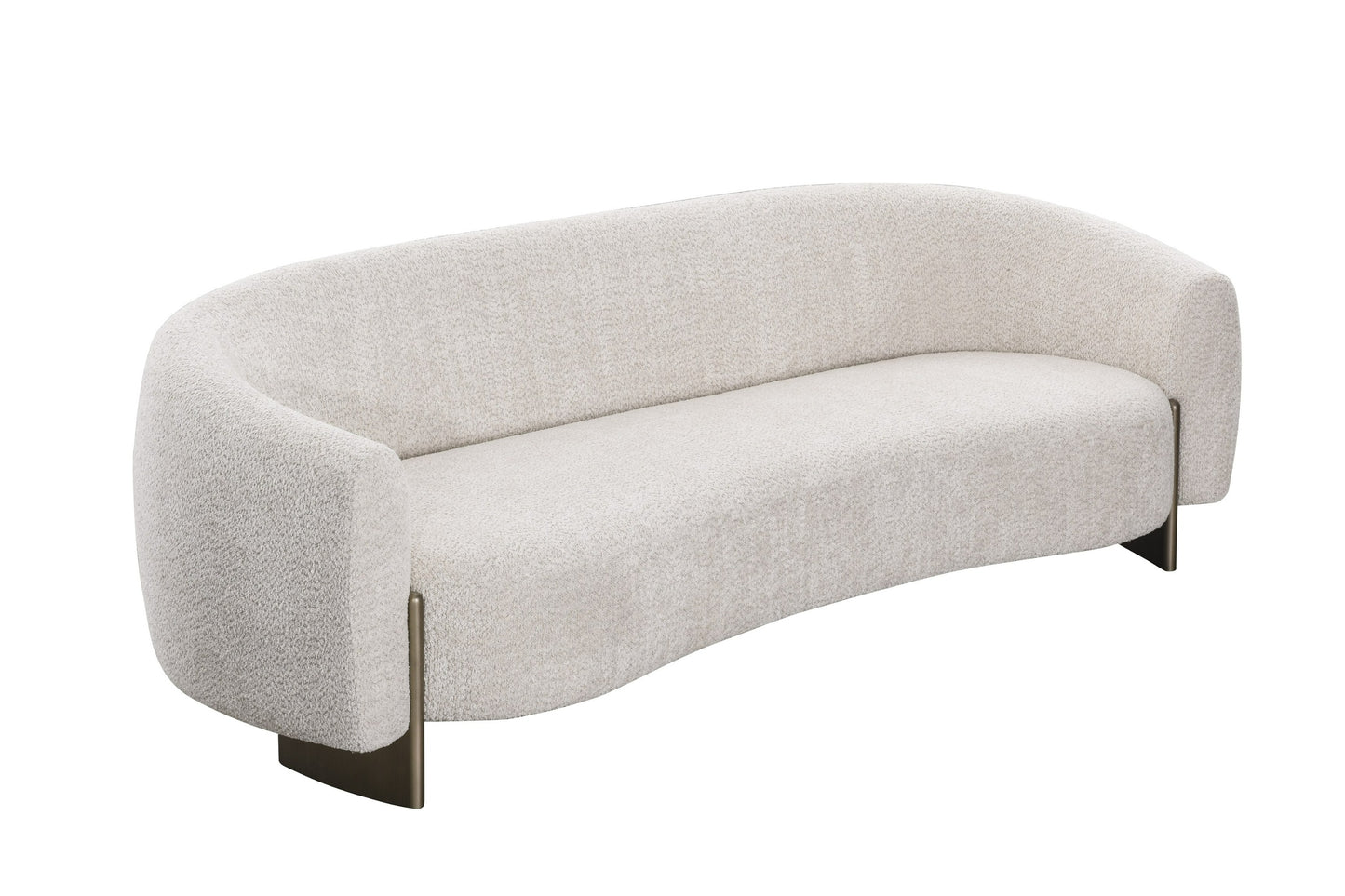 Divani Casa Thrive Modern Beige Fabric Antique Brass Sofa