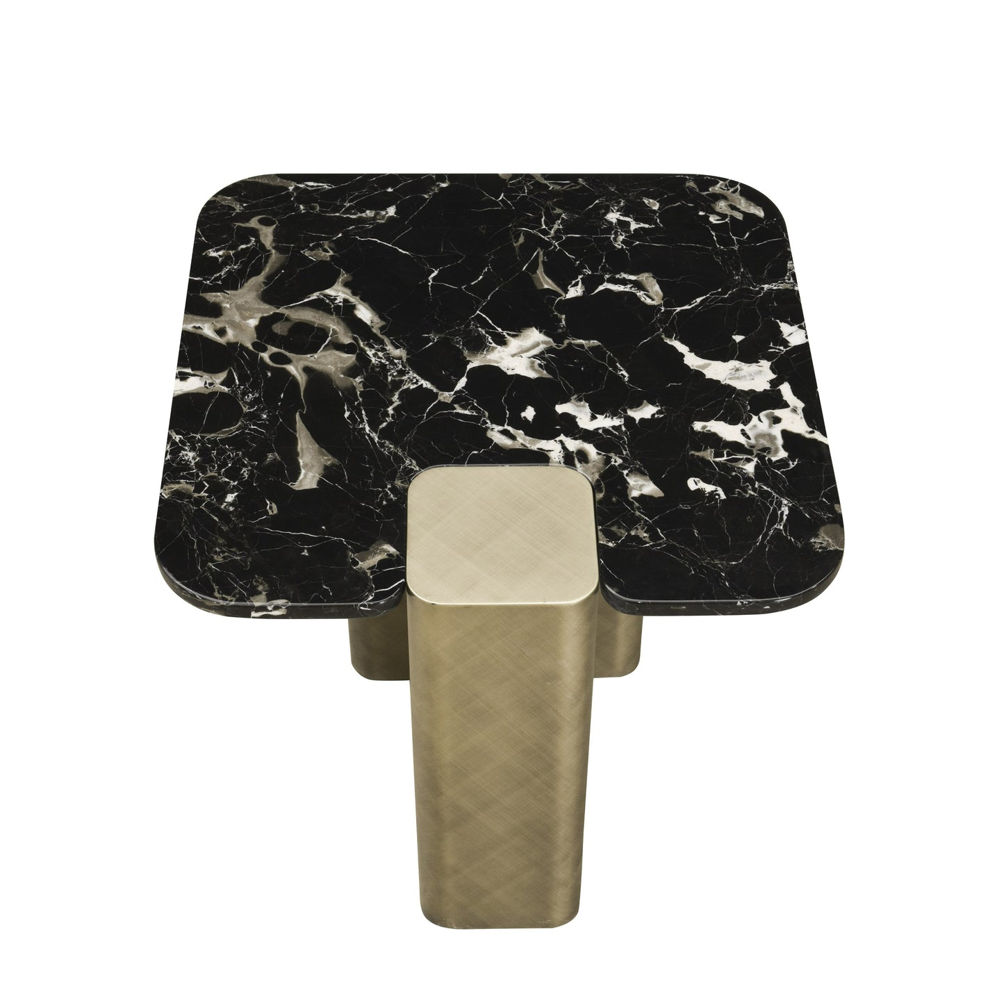 Modrest Quest Modern Black Rose Marble Antique Brass End Table