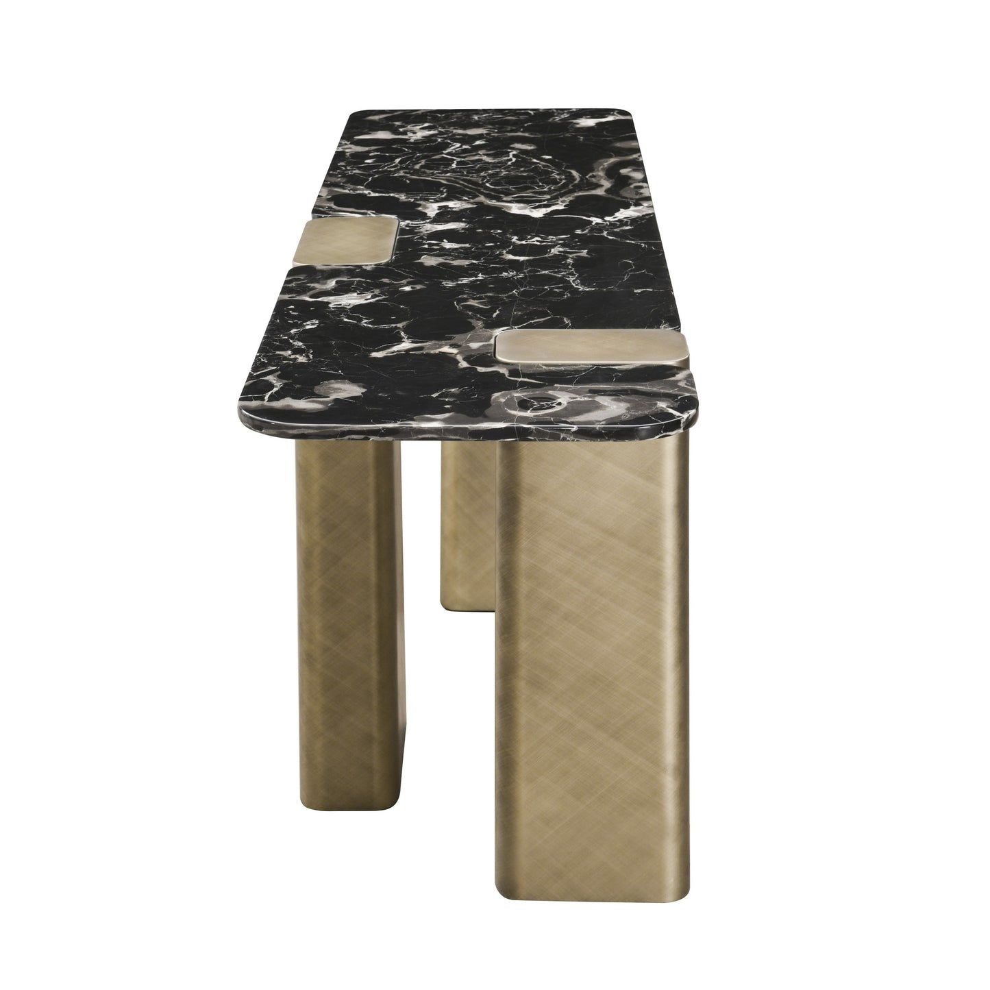 Modrest Quest Modern Black Rose Marble Antique Brass Console Table