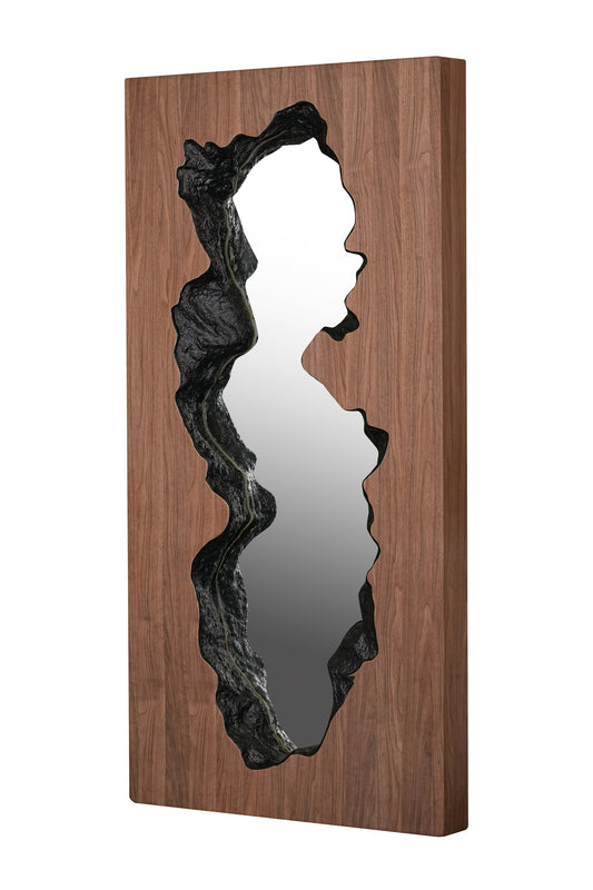 Modrest Timber Modern Walnut Leaning Floor Mirror