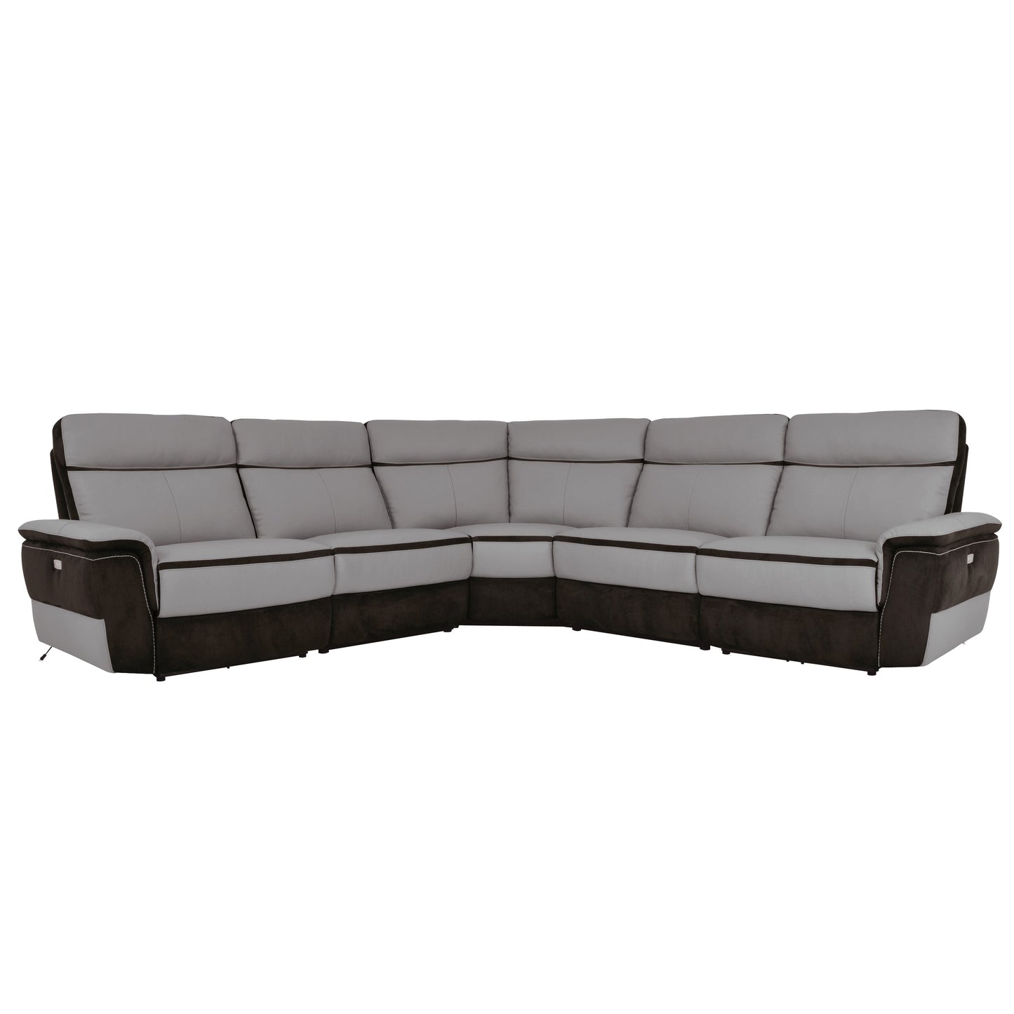 Homelegance Laertes Power Reclining Sectional Sofa Charcoal and Taupe Gray 8318-5C1PW