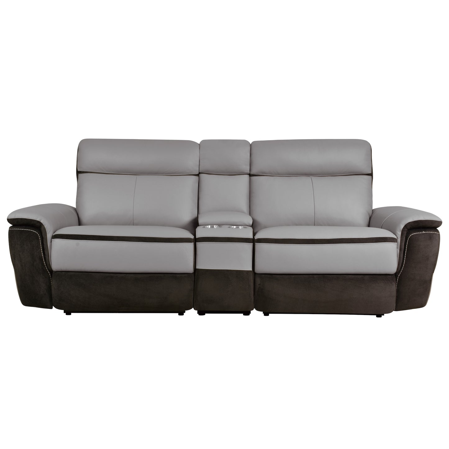 Homelegance Laertes Power Reclining Loveseat in Charcoal and Taupe Gray 8318-2CNPW