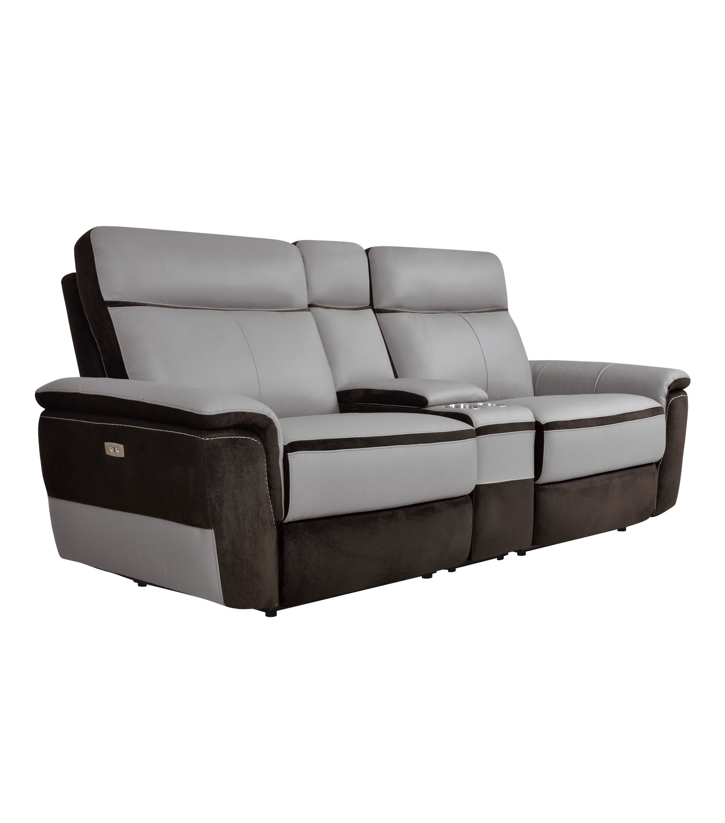 Homelegance Laertes Power Reclining Loveseat in Charcoal and Taupe Gray 8318-2CNPW