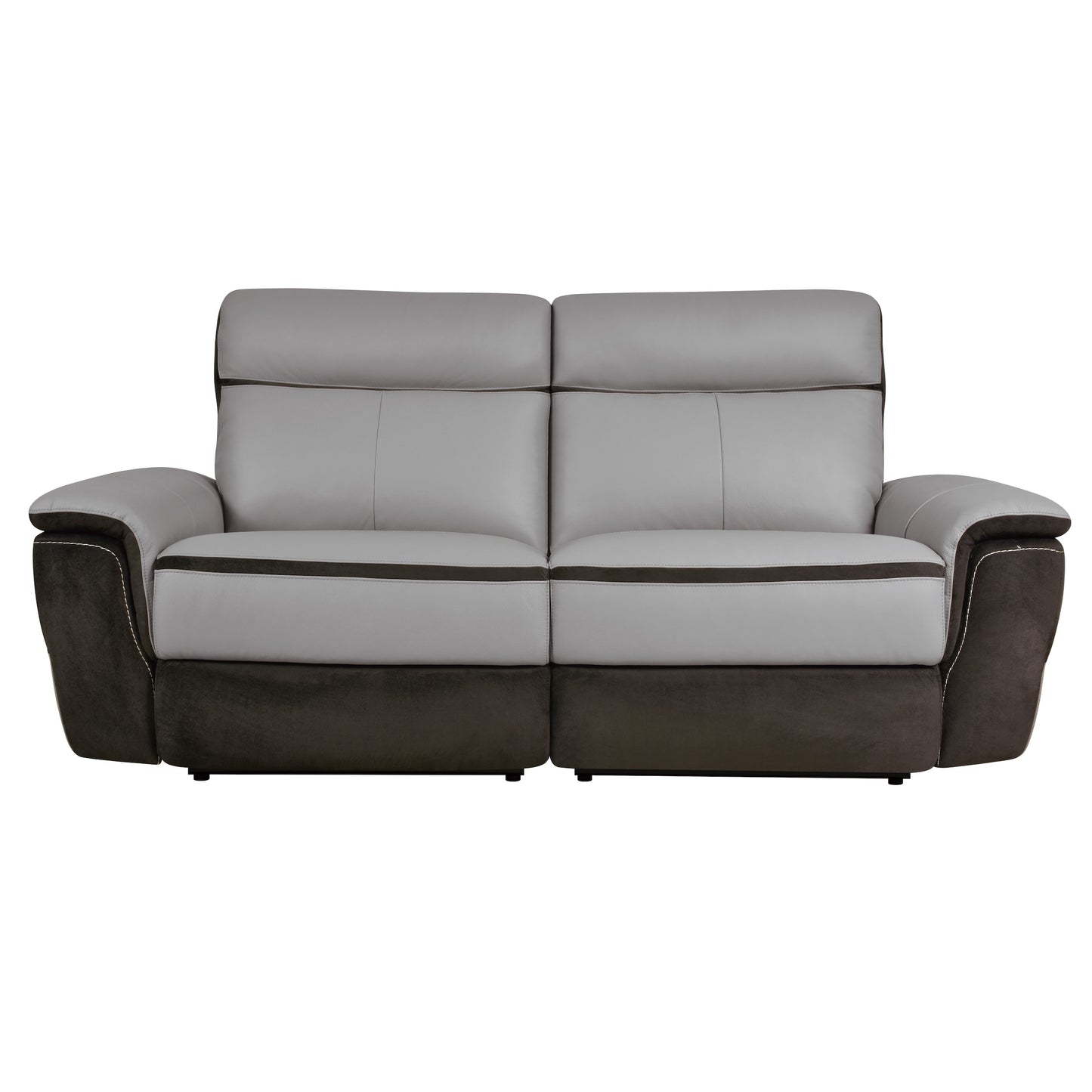 Homelegance Laertes Power Reclining Loveseat in Charcoal and Taupe Gray 8318-2PW