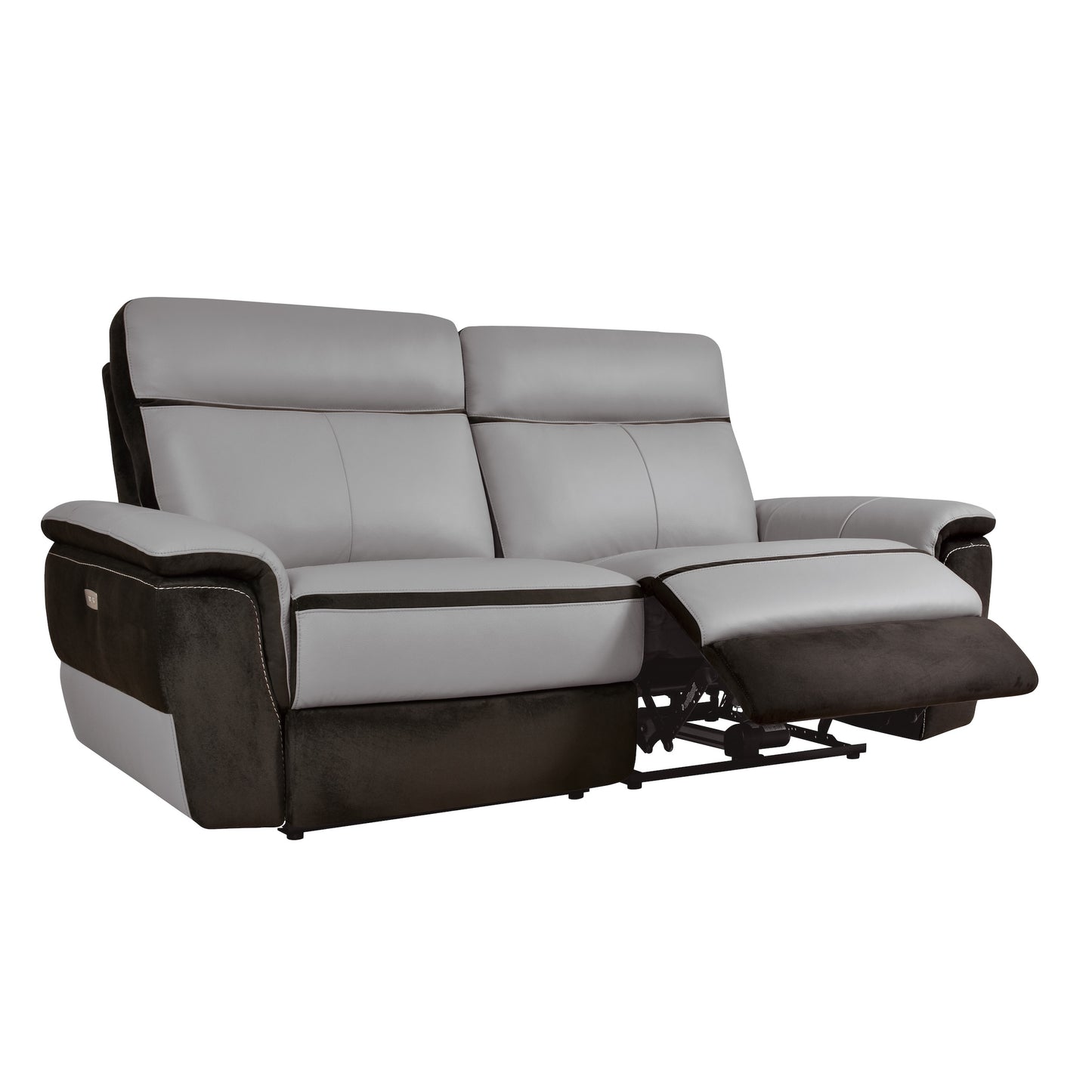 Homelegance Laertes Power Reclining Loveseat in Charcoal and Taupe Gray 8318-2PW