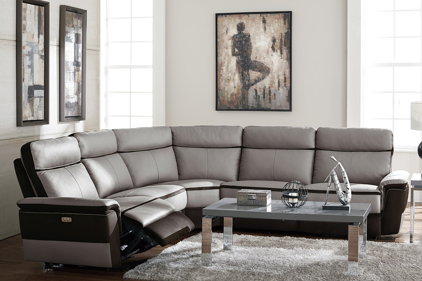 Homelegance Laertes Power Reclining Sectional Sofa Charcoal 8318-5C