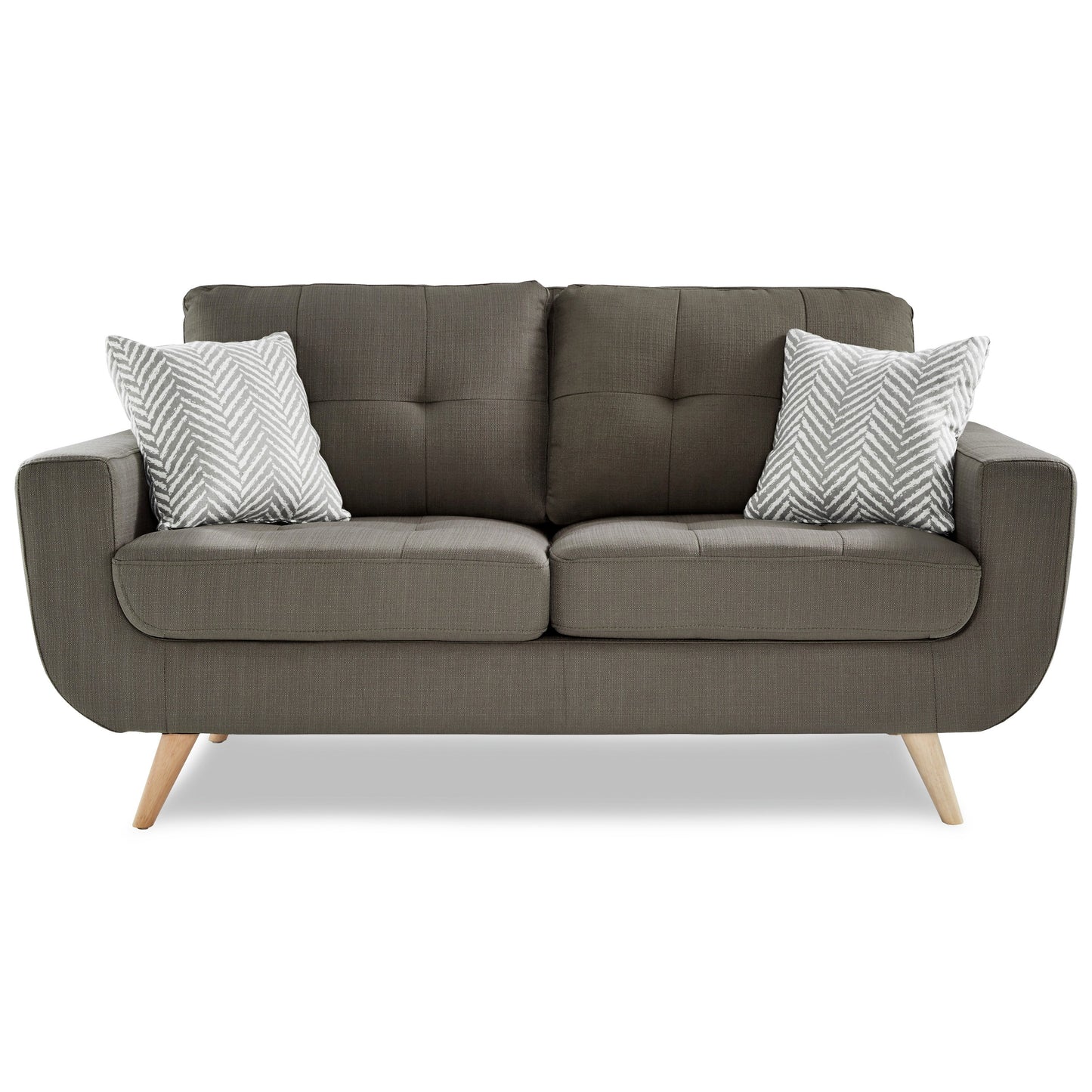Homelegance Deryn Gray Loveseat with Tufted Detail and Decorative Pillows 8327GY-2