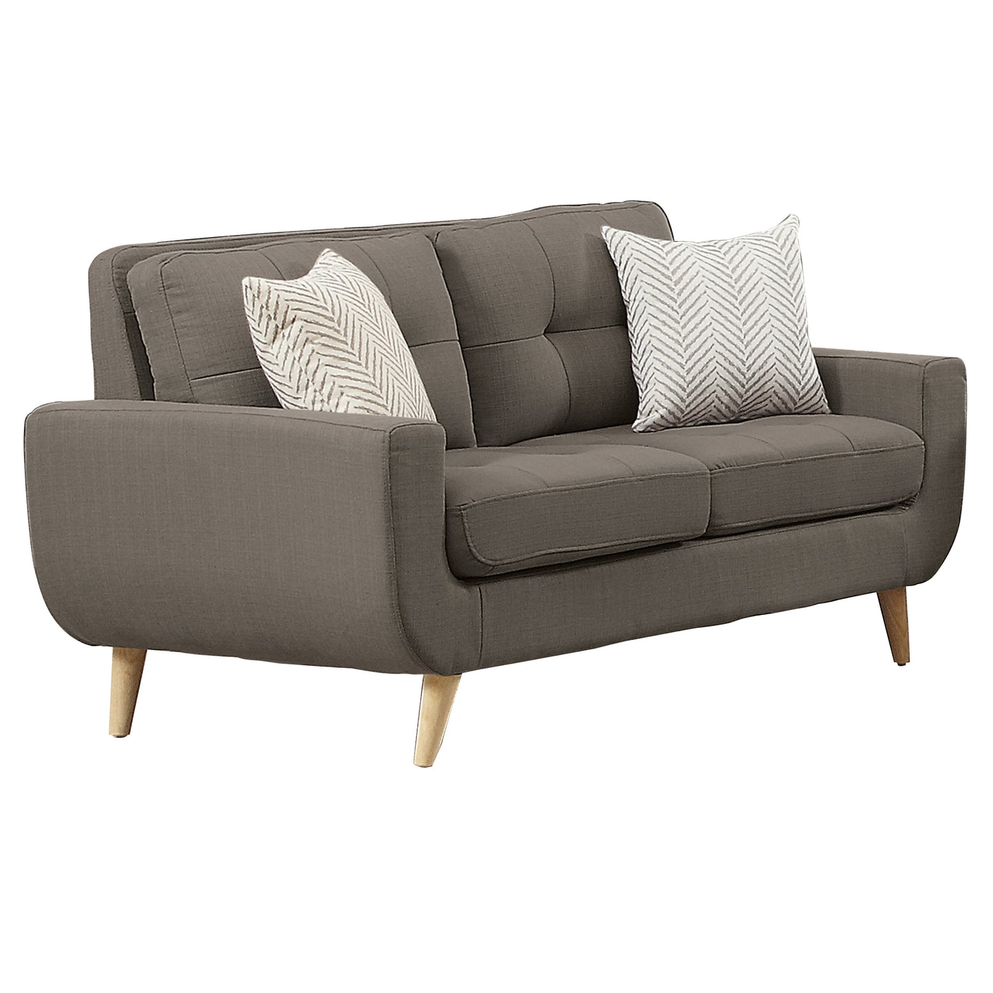 Homelegance Deryn Gray Loveseat with Tufted Detail and Decorative Pillows 8327GY-2