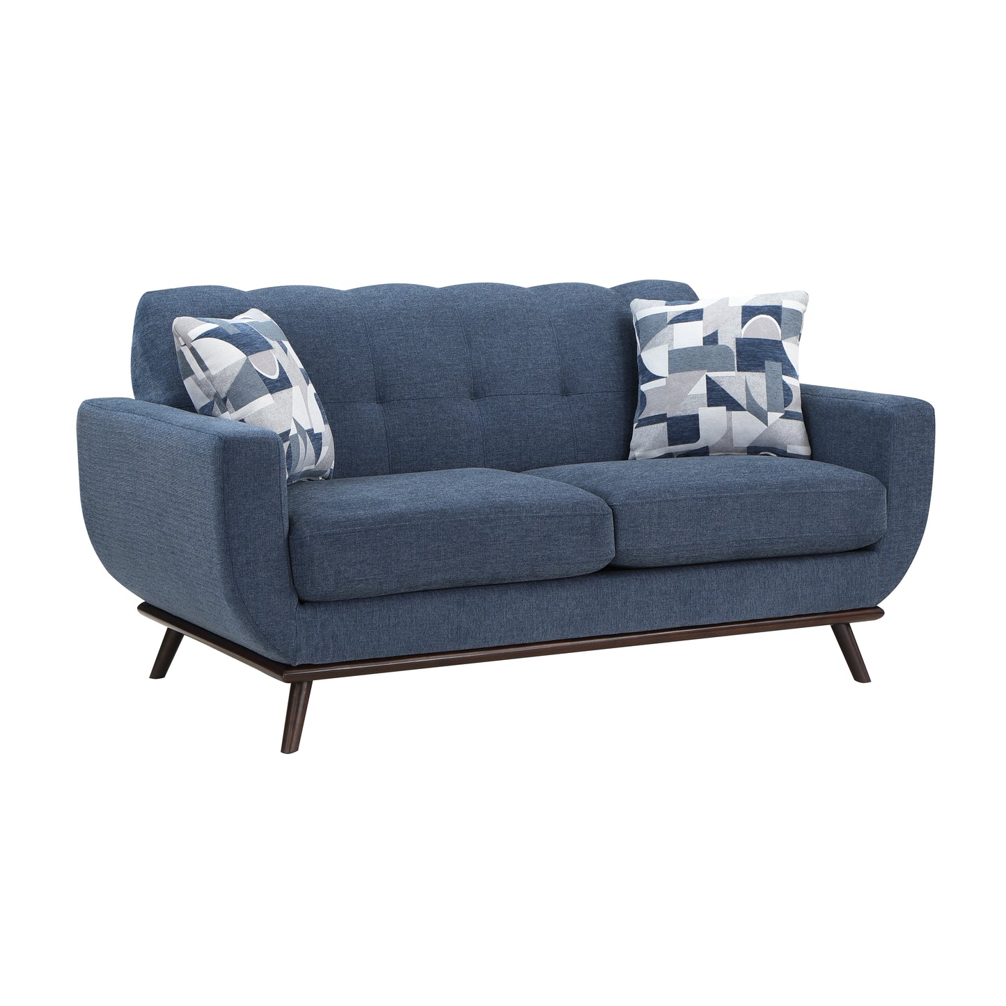 Homelegance Everton Loveseat in Blue Chenille with Tufted Back 8341BL-2RV