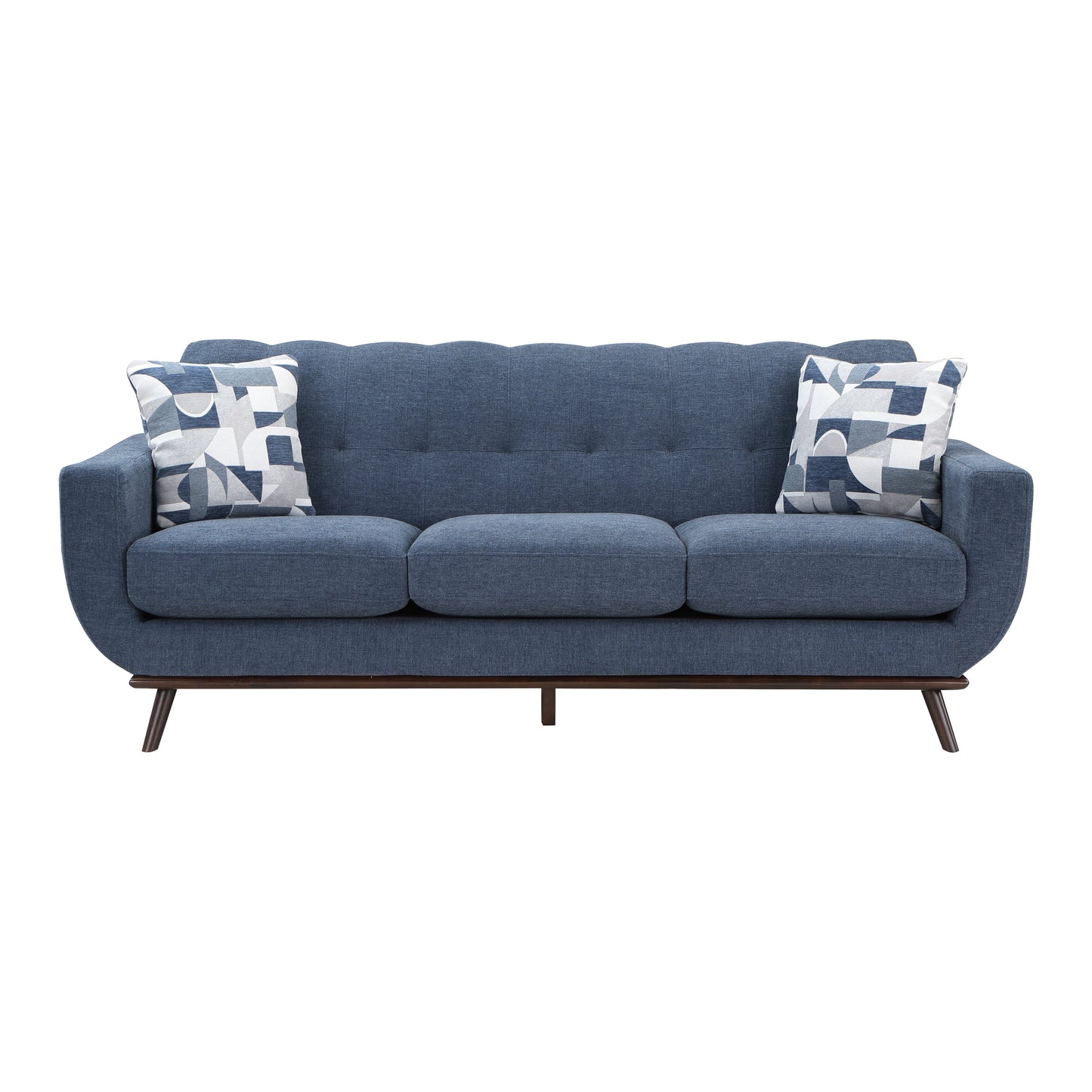 Homelegance Everton Sectional Sofa Blue Chenille with Geometric Pillows 8341BL-3RV