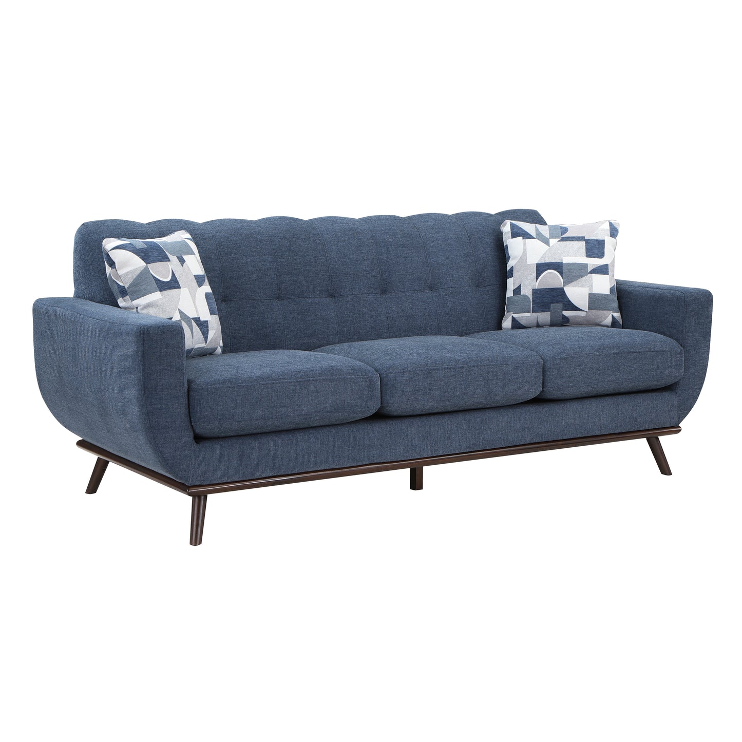Homelegance Everton Sectional Sofa Blue Chenille with Geometric Pillows 8341BL-3RV