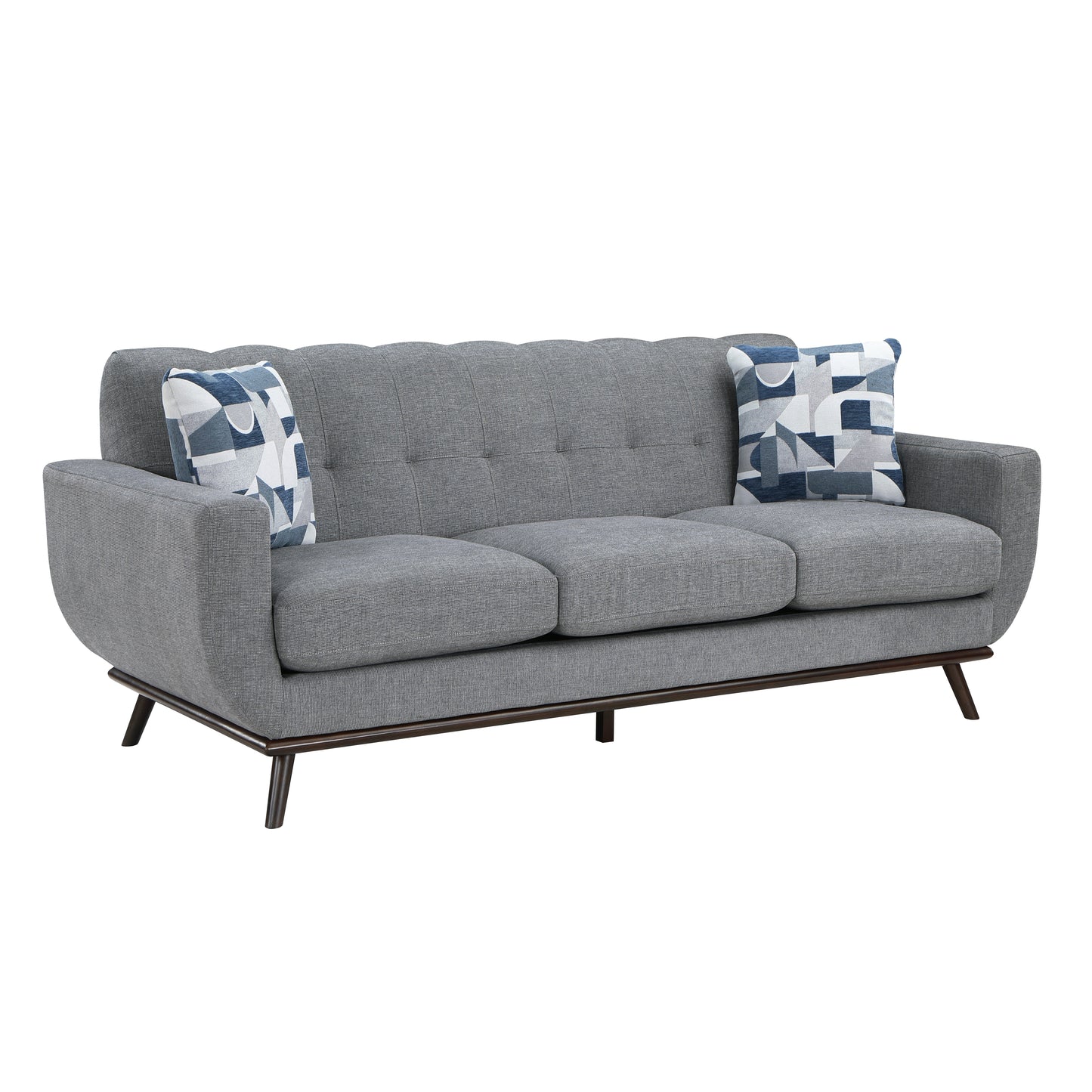 Homelegance Everton Gray Chenille Sectional Sofa with Geometric Toss Pillows 8341GY-3RV