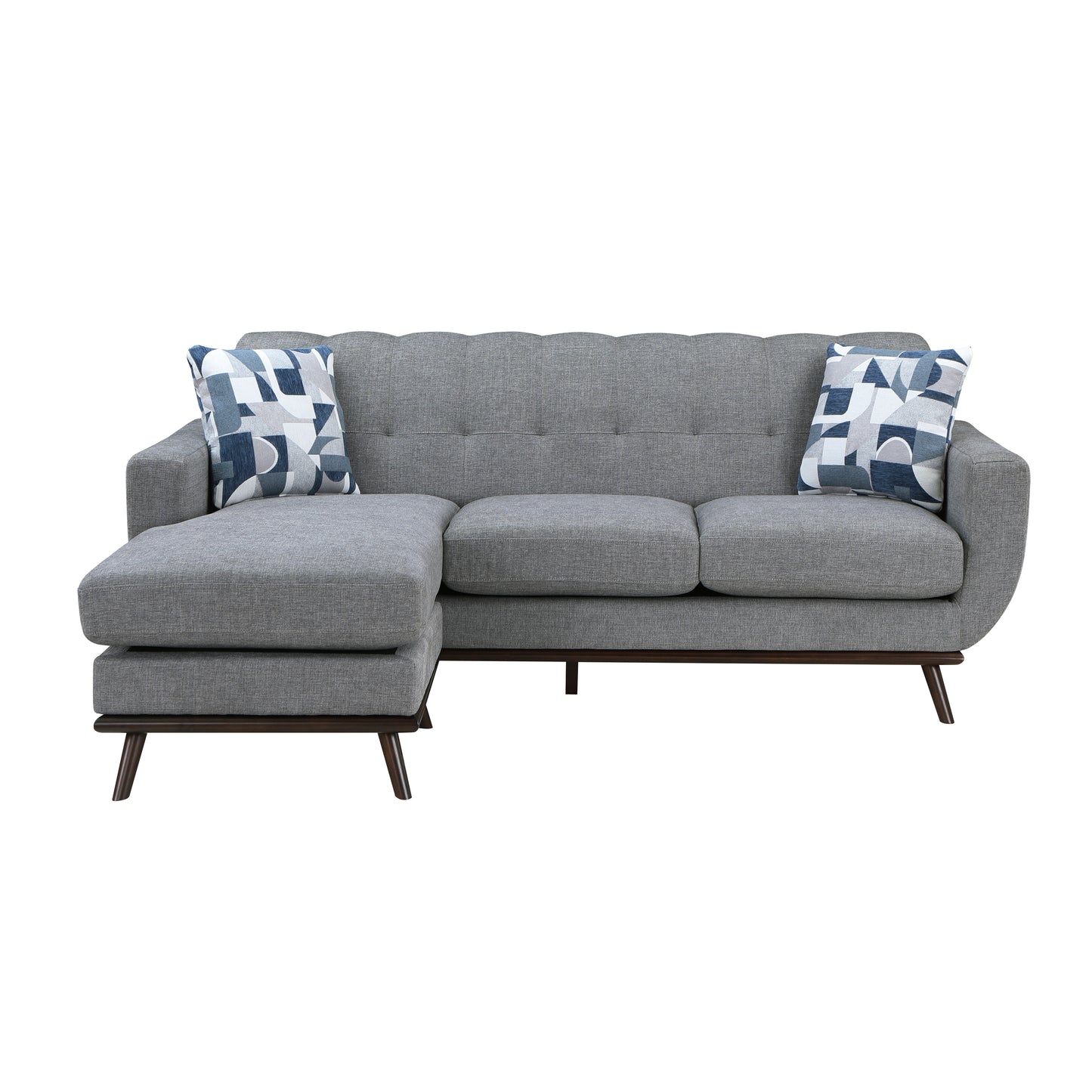 Homelegance Everton Gray Sectional Sofa with Reversible Design and Pillows 8341GY-3SCRV