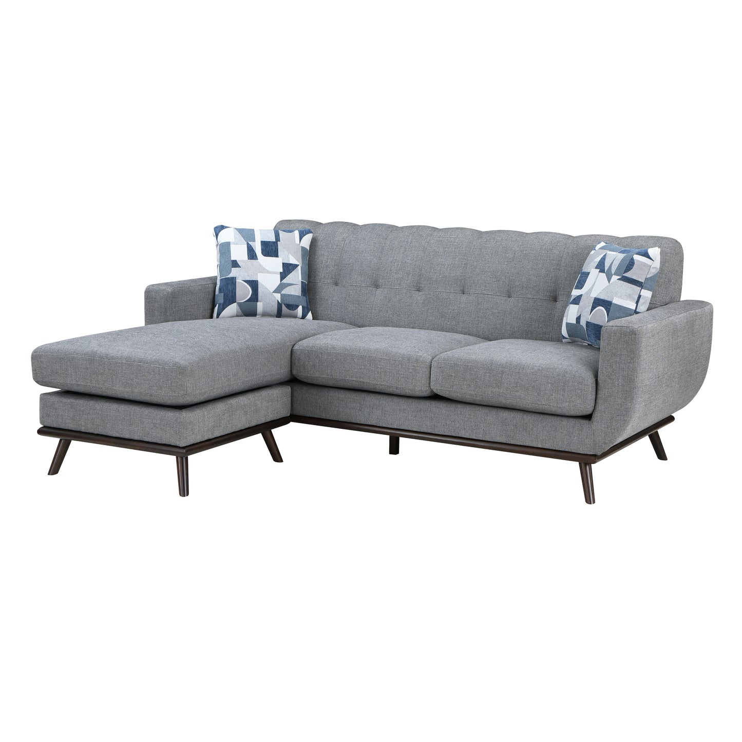 Homelegance Everton Gray Sectional Sofa with Reversible Design and Pillows 8341GY-3SCRV